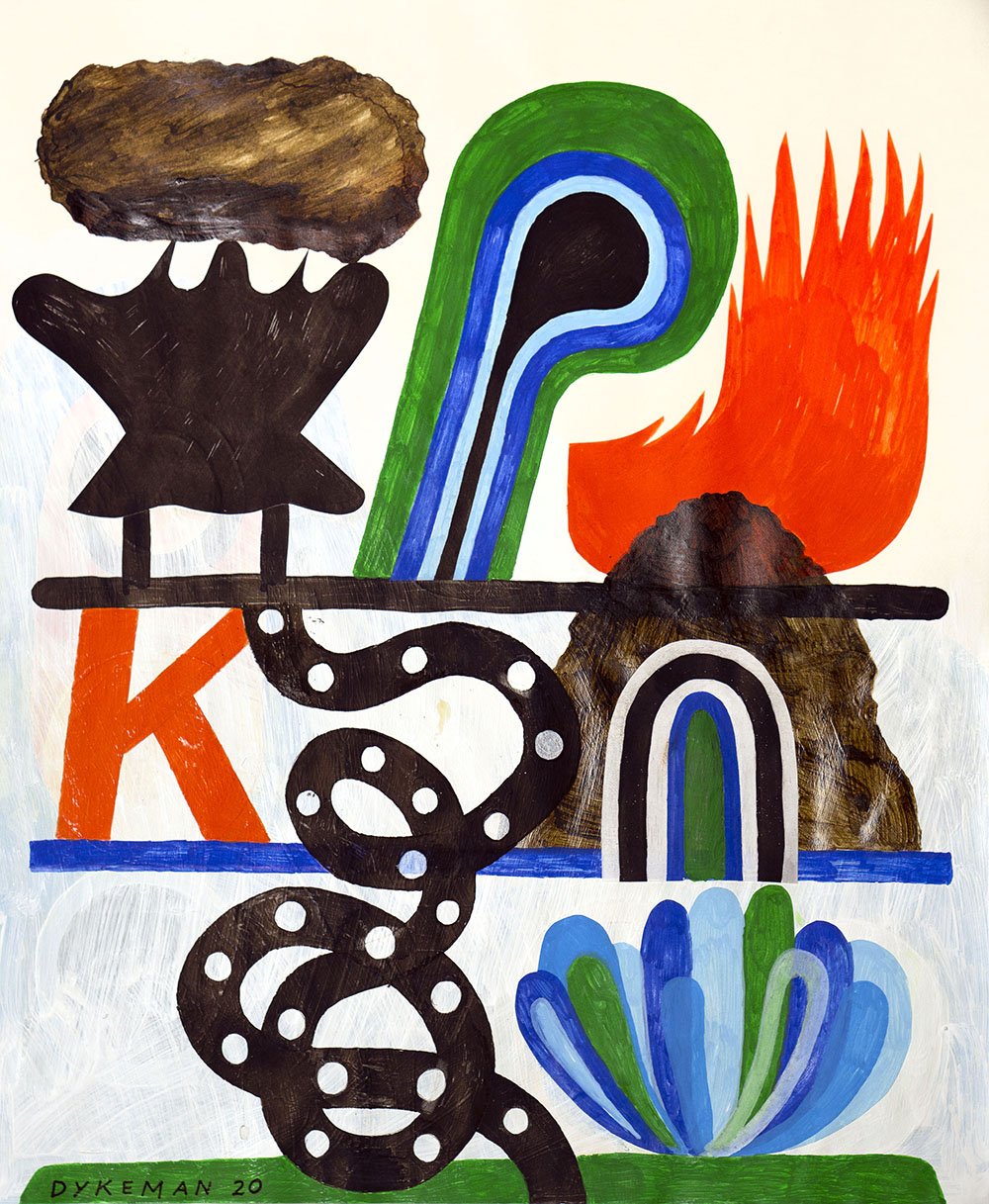 P Wig, 2021, Acrylic on paper, 17 x 14 in.