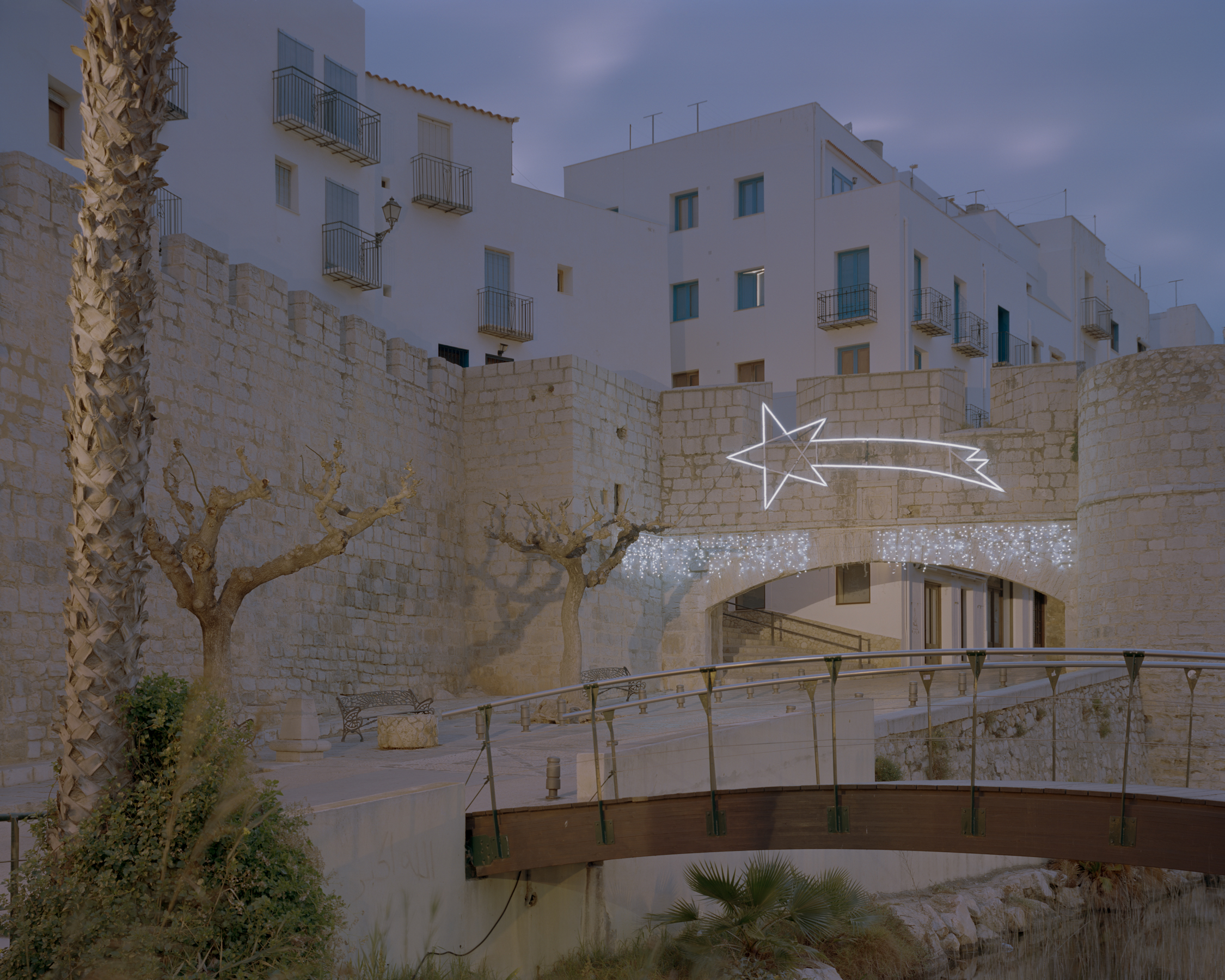 Christmas lighting at the main gate to the historical old town.