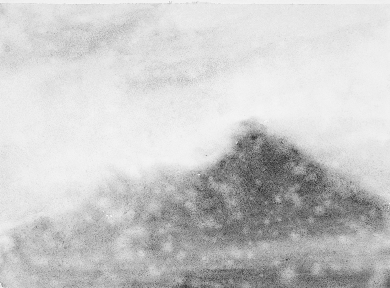Massif, brume, pluiegouache sur papier28 x 38 cm, 2024