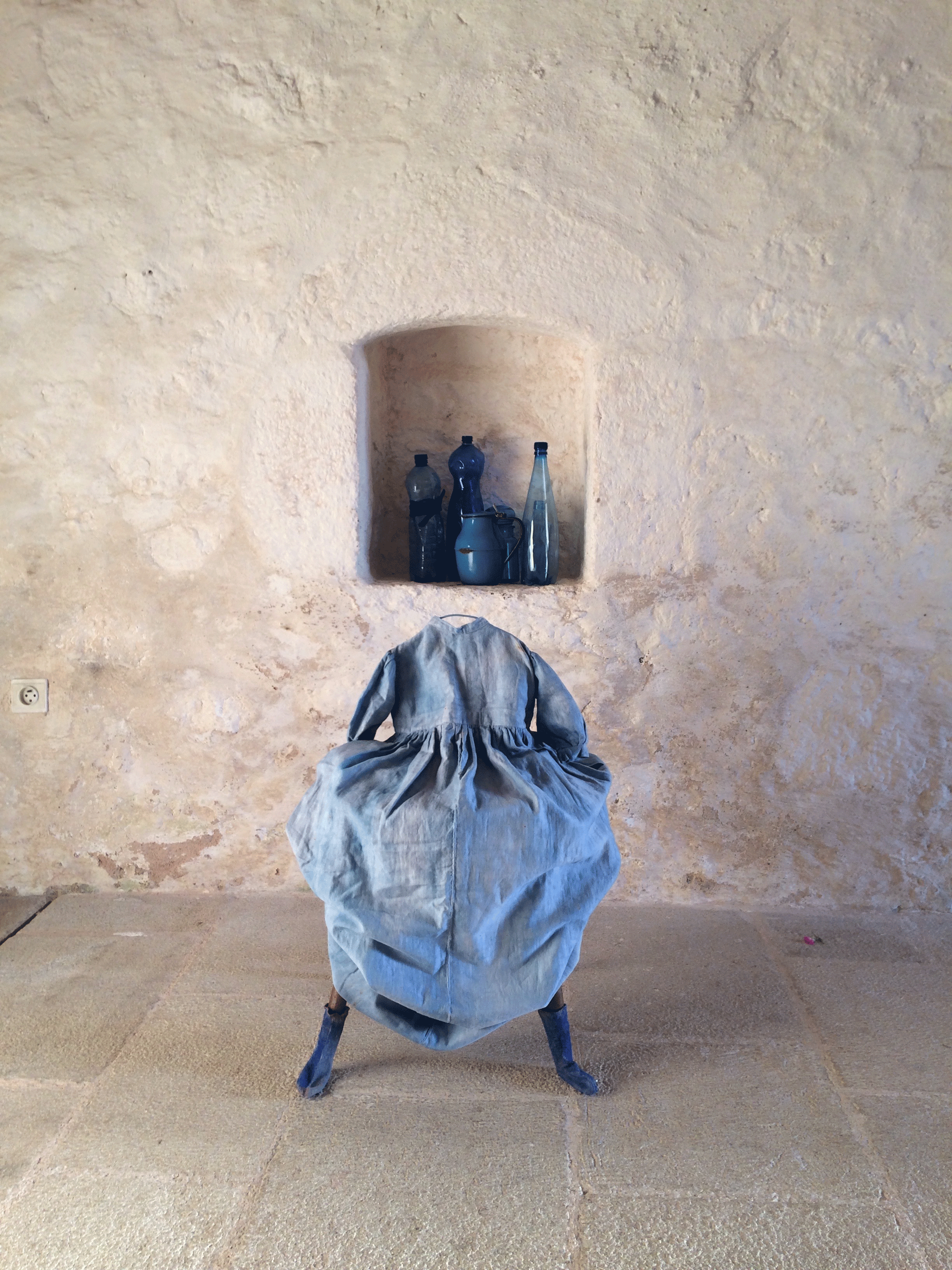 A Very Slow Blue, durational performance in an old church,Ile Tatihou, France, 2018