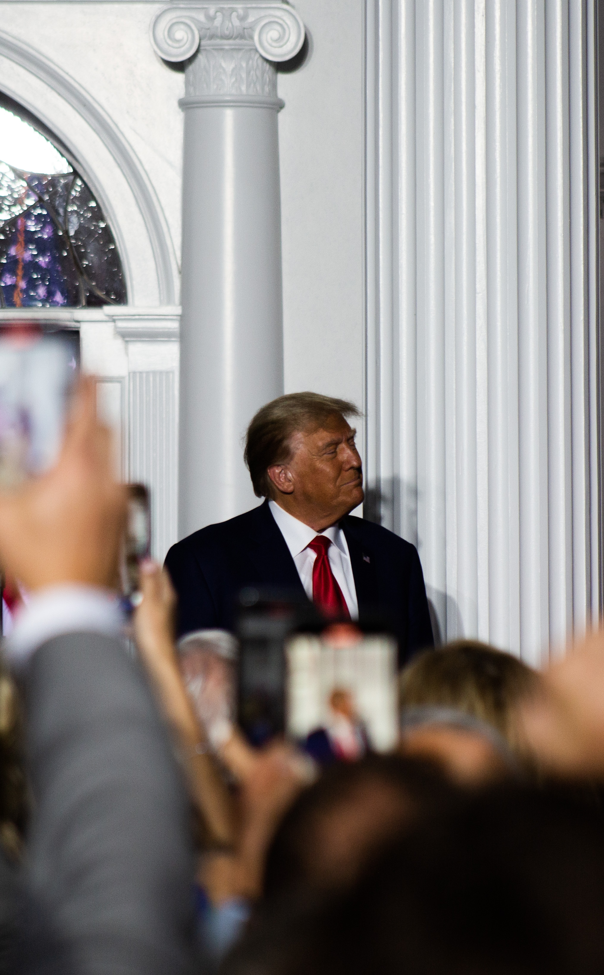 Former President Donald Trump addresses supporters at his Bedminster, New Jersey, country club, Tuesday, June 13, 2023, hours after being arraigned on federal charges in a Miami, Florida, courtroom alleging he hoarded classified documents after leaving office. (Molly Crane-Newman)