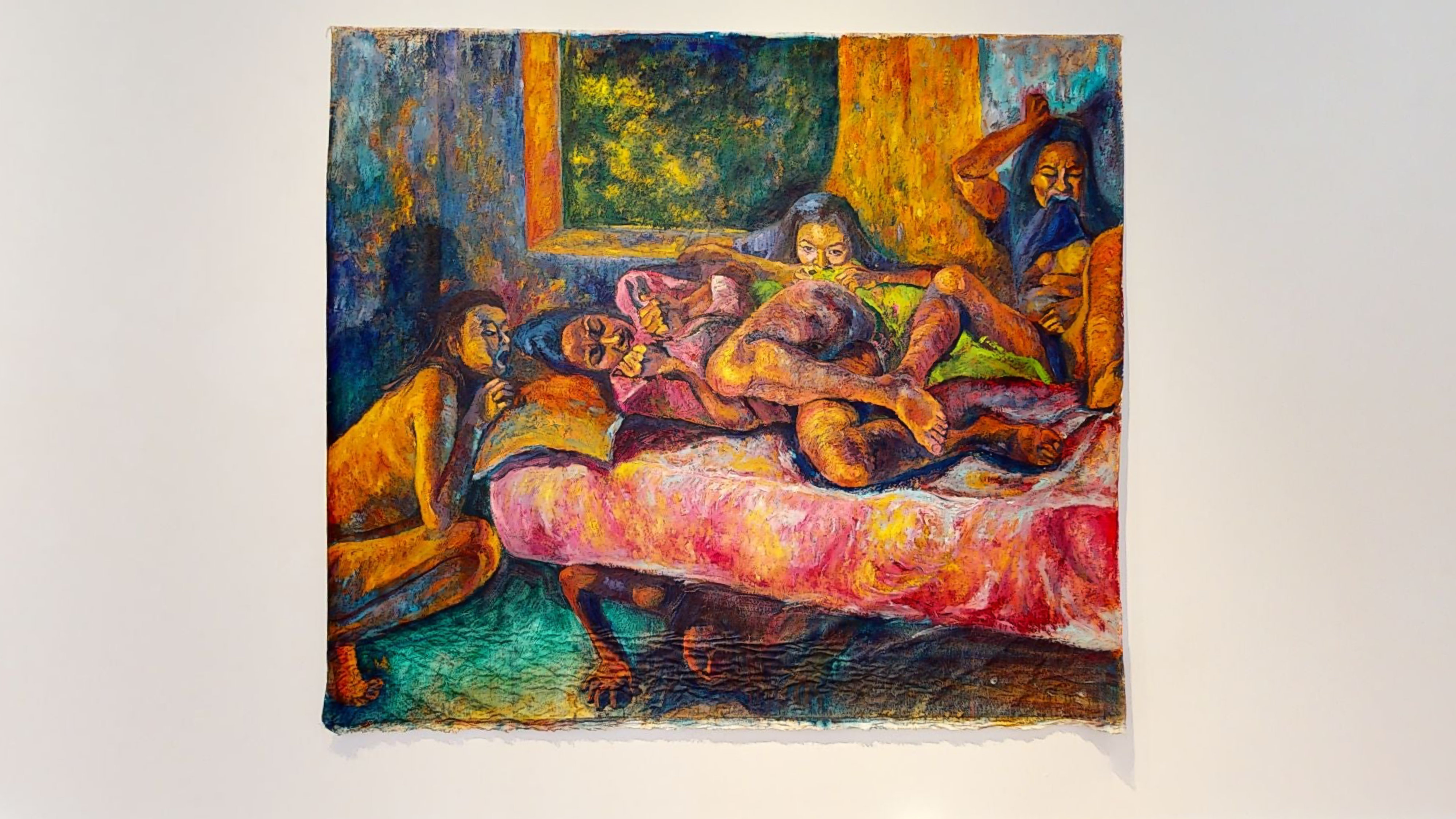 Insomnia by Kitty Ng, 2019, oil on canvas, 63×71 in. A stunning work about sleep and restlessness.