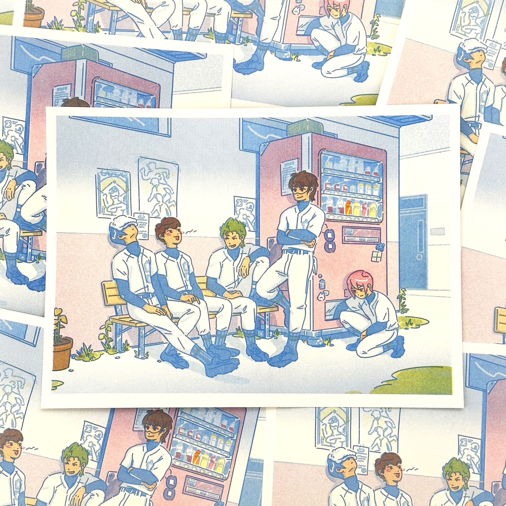 [daiya no ace 1] printed at sva with bright red, yellow, & cornflower
