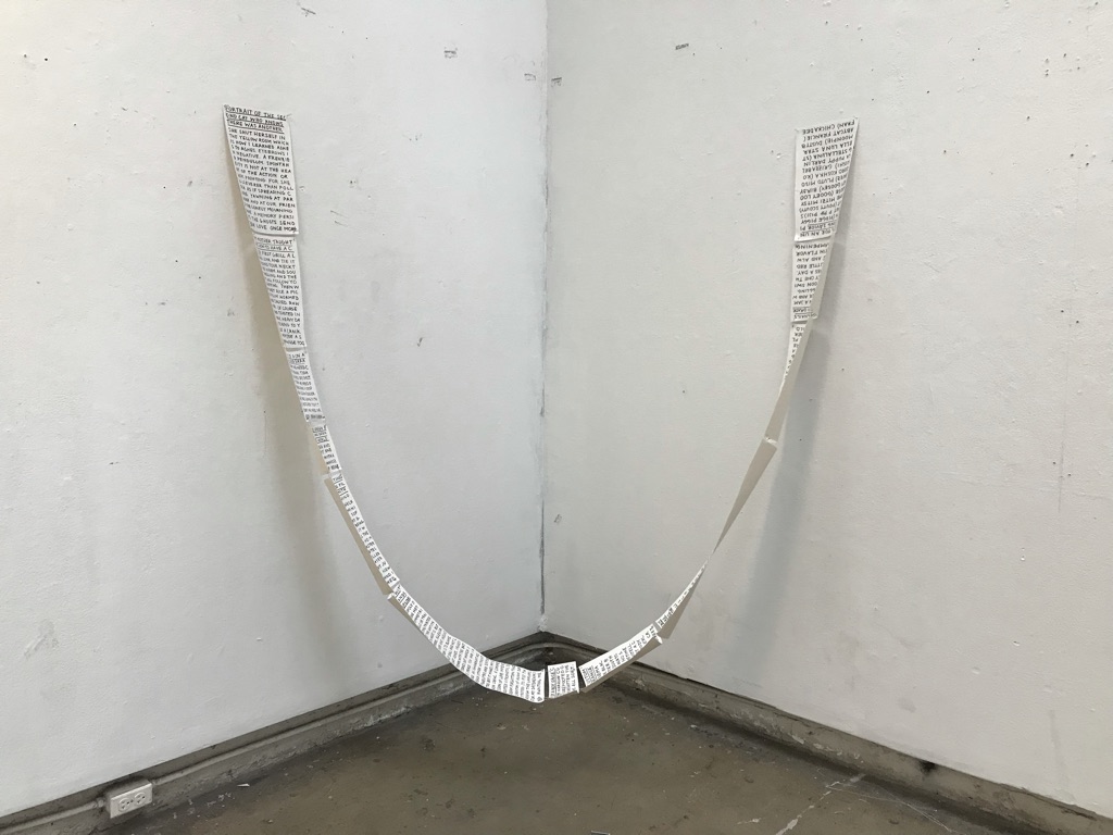 Many Portraits, 2018. Acrylic on canvas with safety pins.