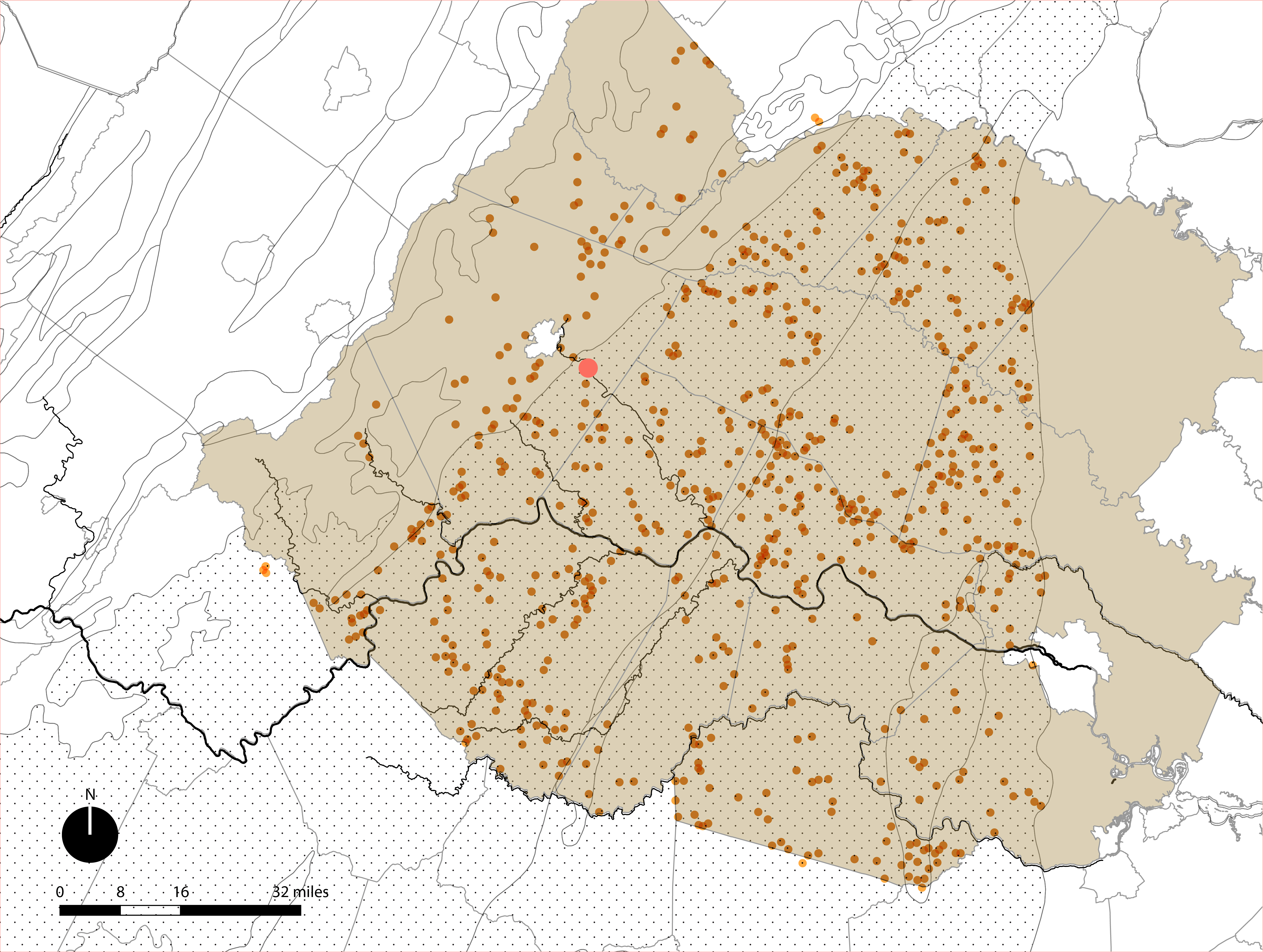 Milton site in context with other Piedmont Grassland Assessment sites discovered in 2021 and 2022