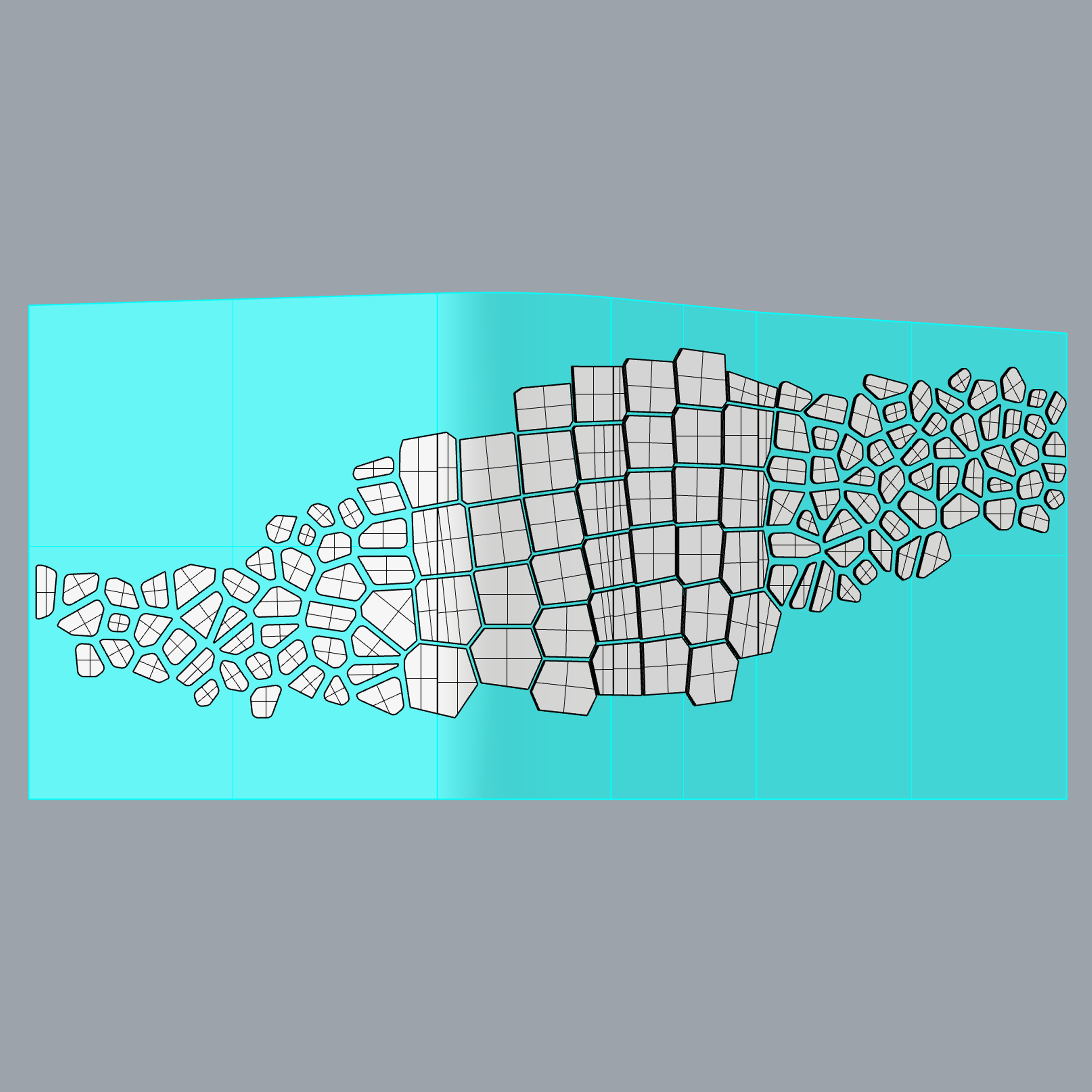 Voronoi design sweeped along curved wall