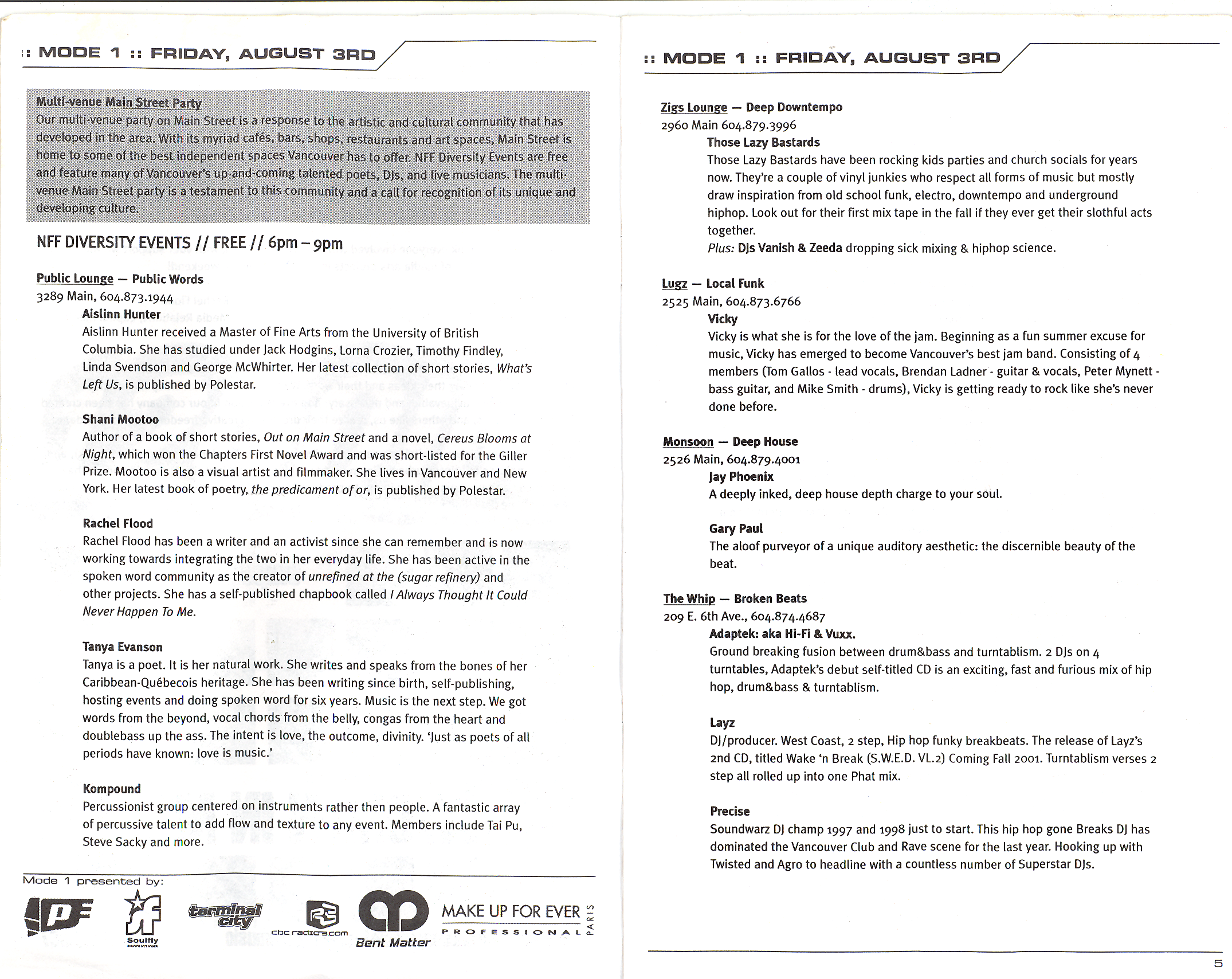 New Forms Festival 2001 Program Guide 