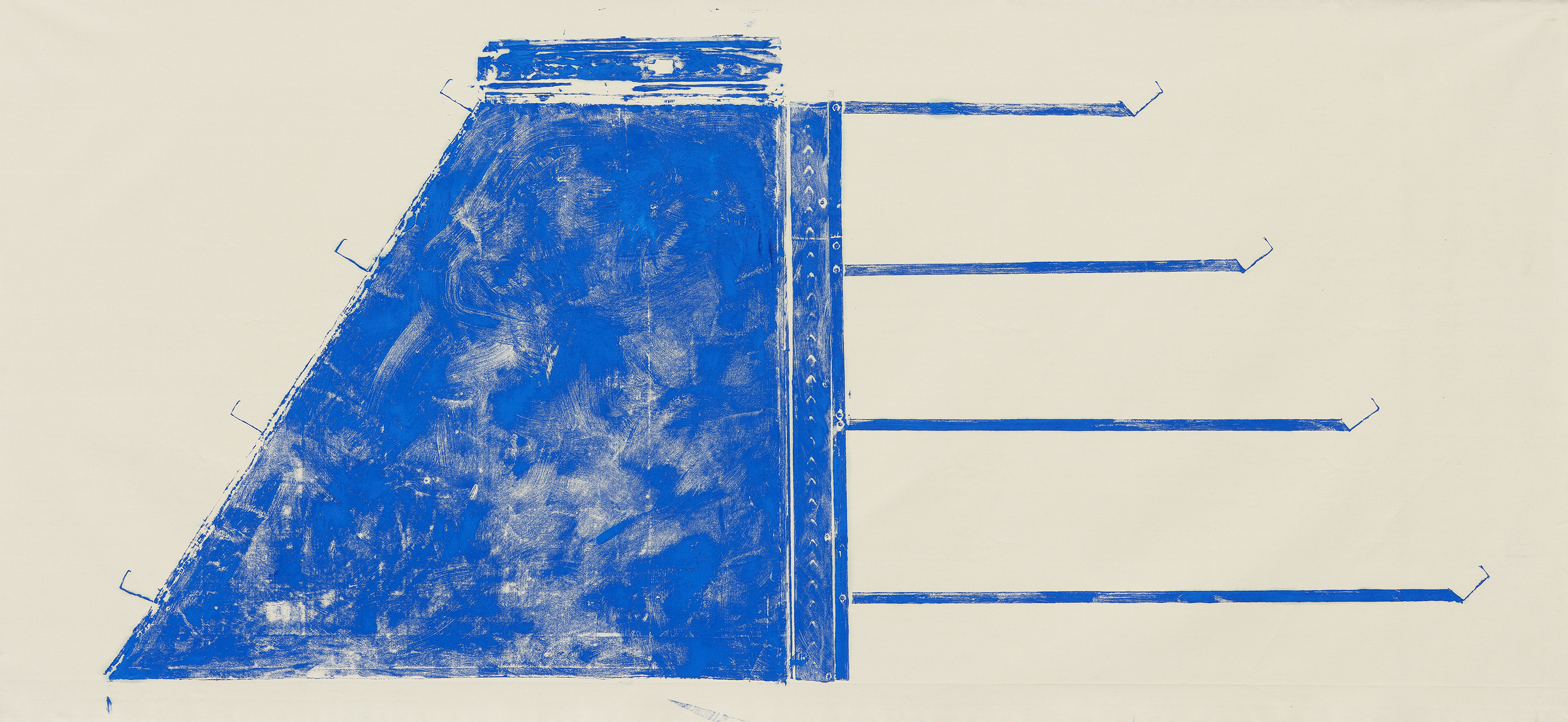 Blue Room (version 2), 2017. Oil based printing ink, 6 &times; 13 feet 