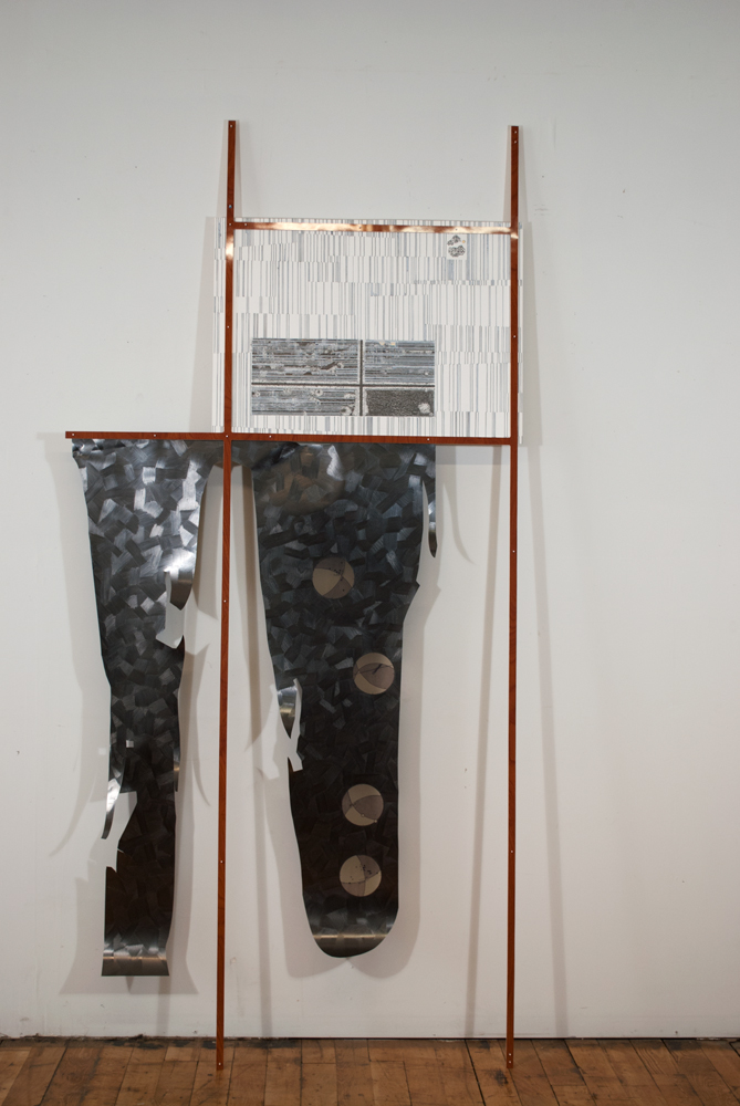 dm effect  Graphite, ink, oil marker, and gold leaf on paper and mylar. Formica and wood. 2011 - 91 x 44 x 2