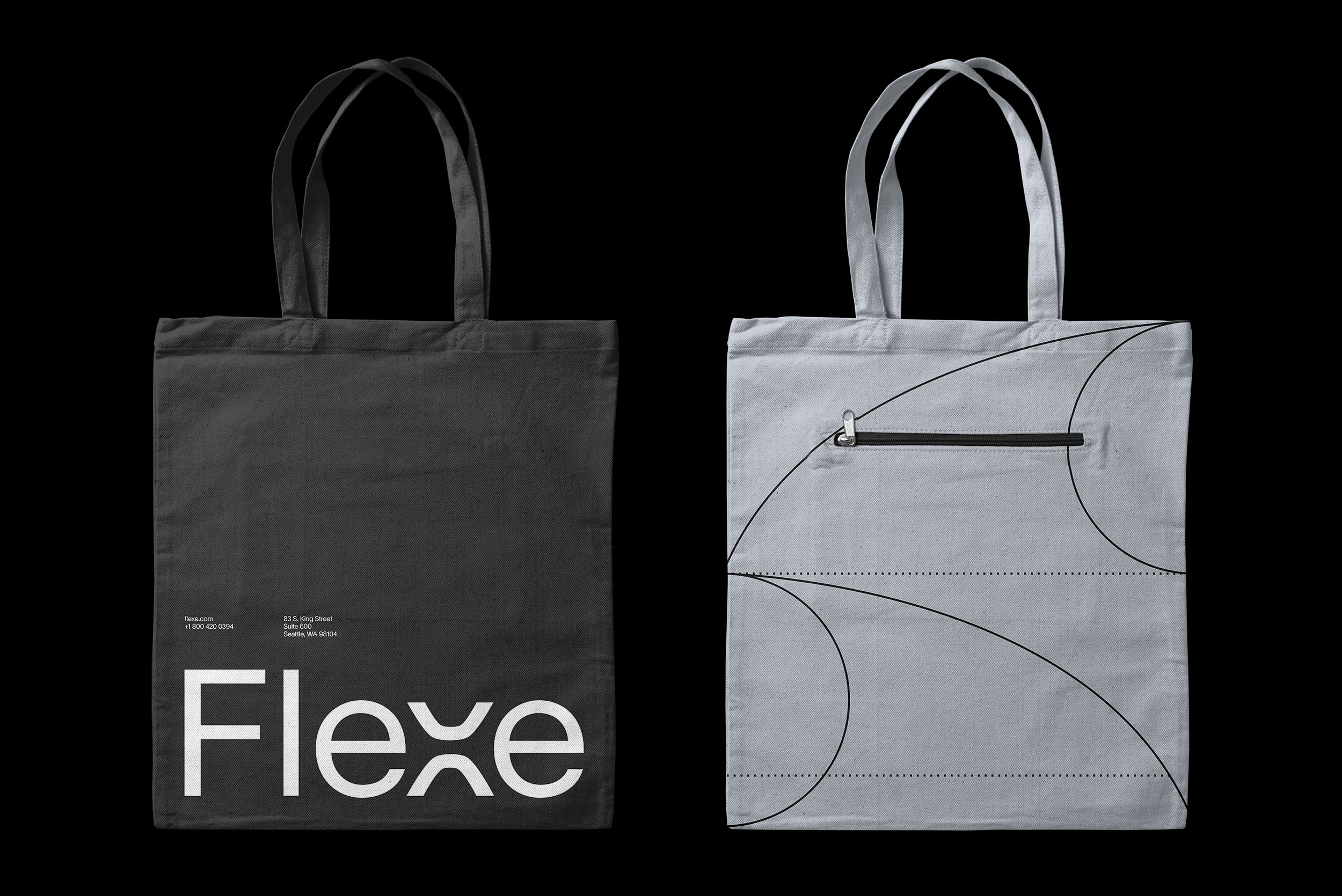 Two natural Flexe canvas tote bags