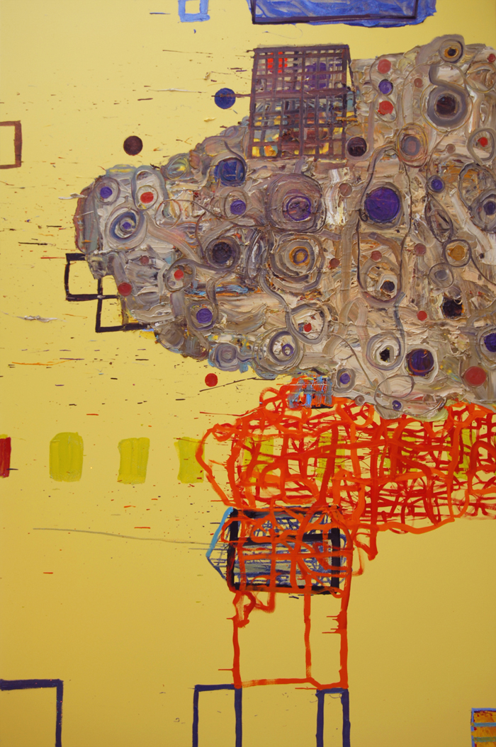 Before Compostela, 2008, oil on canvas with crystallina powder, 108x72in