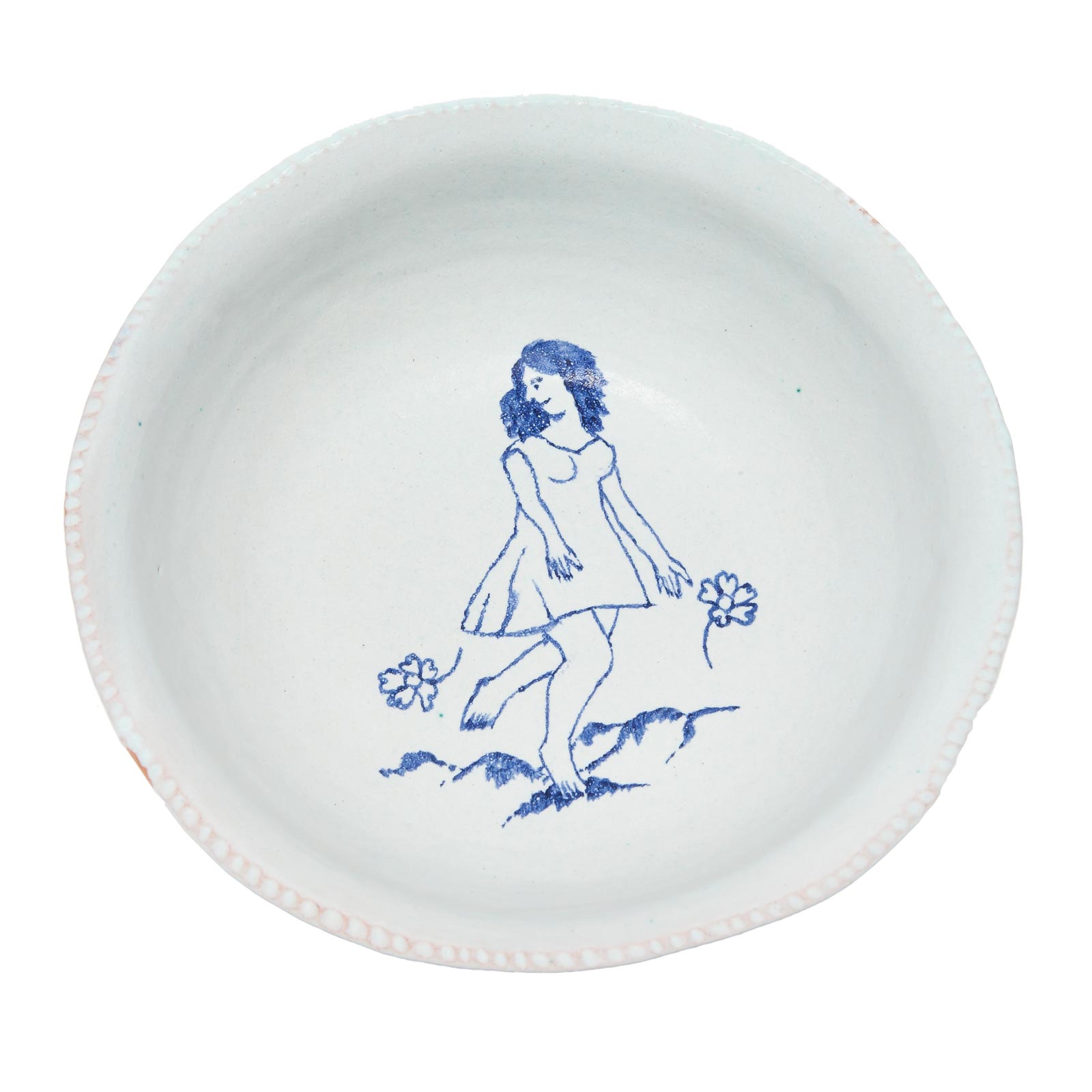 Woman doing cultural activities plate, 3-5.4.2012Glazed ceramic stoneware