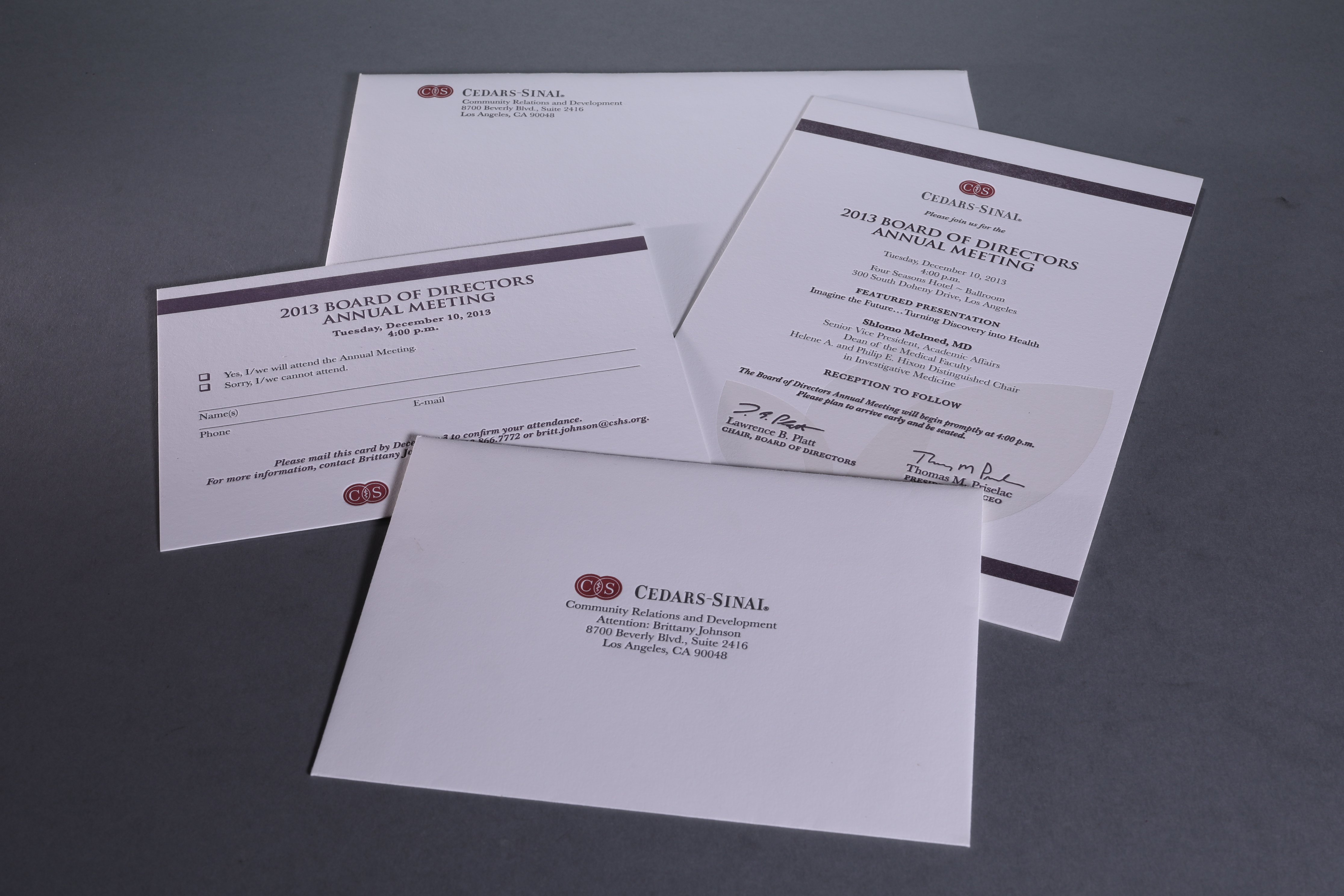 LETTERPRESSCedars-Sinai anniversary invitation set