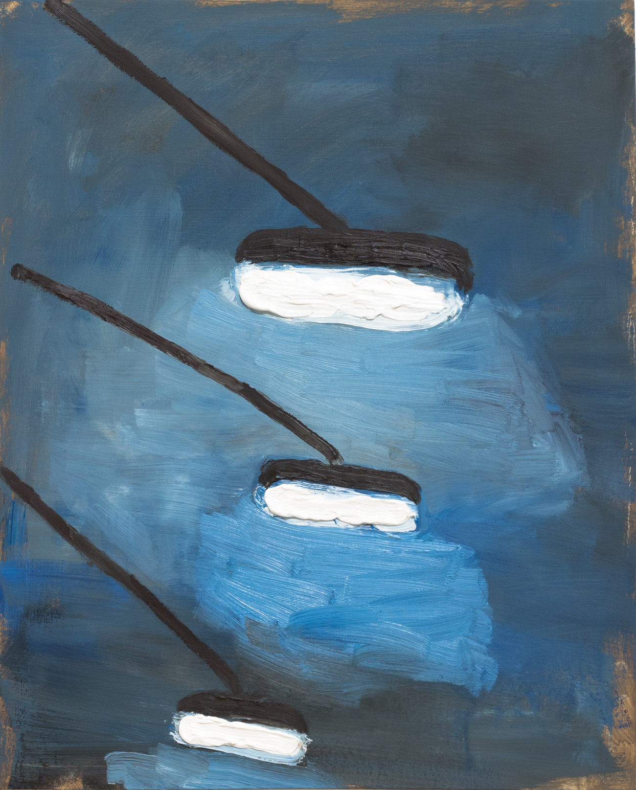 L&acirc;mpadas (postes), 2017, &oacute;leo sobre tela, 50 x 40 cm