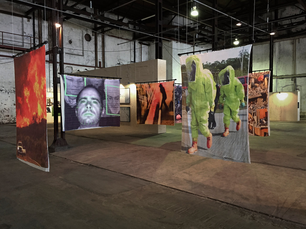 Noorderlicht Photo Festival, 2015. Groningen, Netherlands. The Security Blanket project was prominently displayed at Noorderlicht Photo Festival in Groningen, Netherlands. As part of the festival’s main theme exhibition, Data Rush, 16 blankets were hung near the center of the hall for visitors to see and touch. Courtesy of the artist.