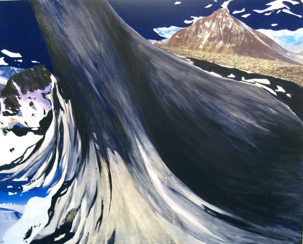 “The Fall”, acrylic, collage, oil on board, 48x60”, 122x153cm 