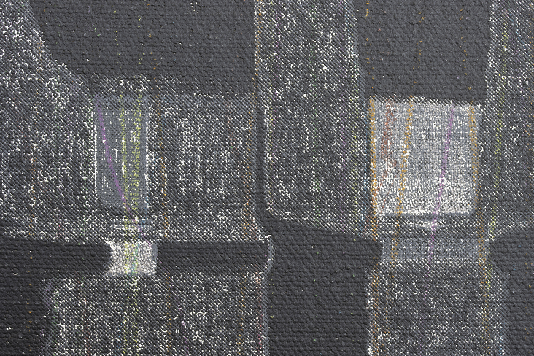(Detail) - Woven Type (grayscale), 2021, acrylic, screenprint and colour pencil on canvas, 17x22 inches