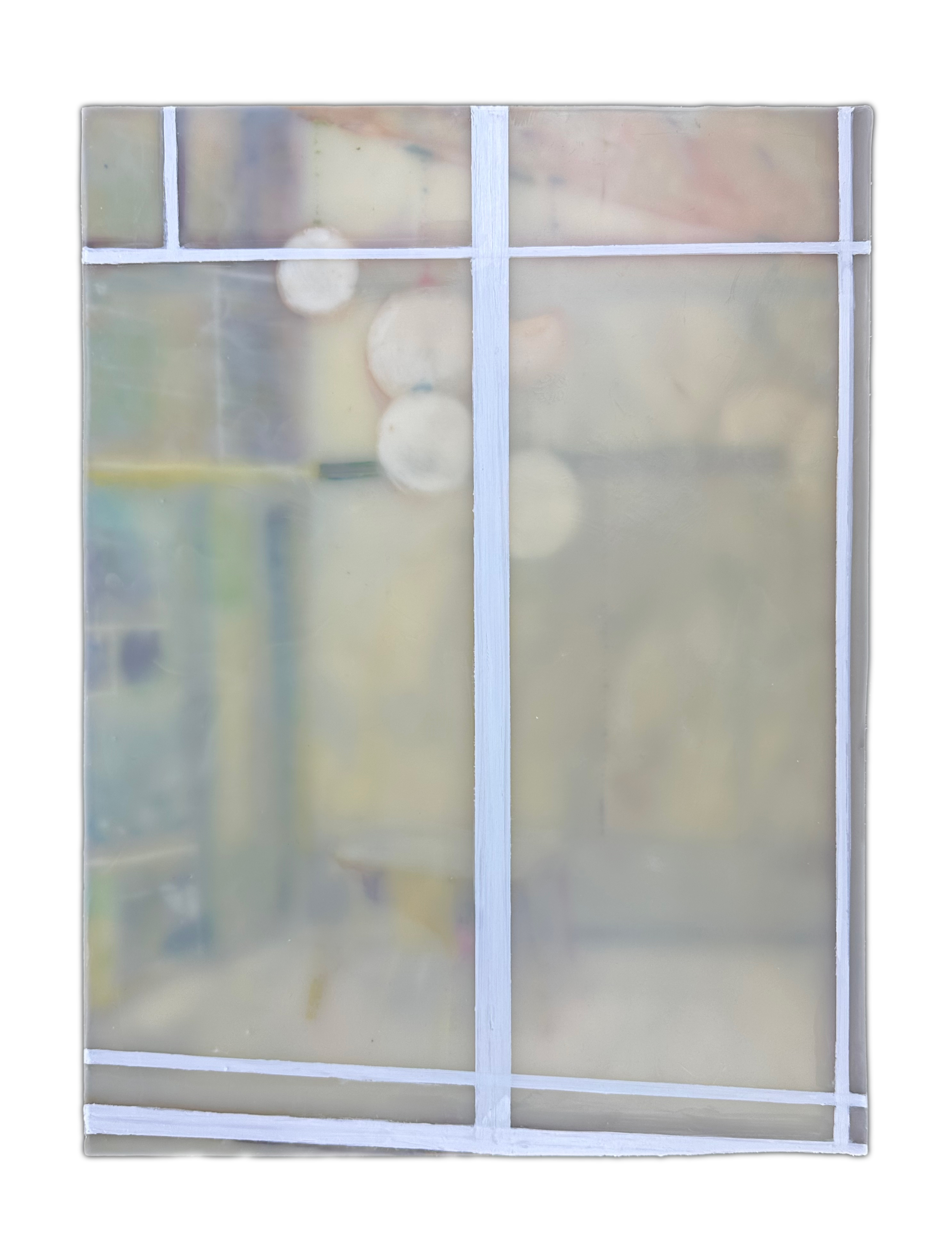 "Interior/Exterior XVIII (guilford)" encaustic on board, 24 in x 18 in, 2025