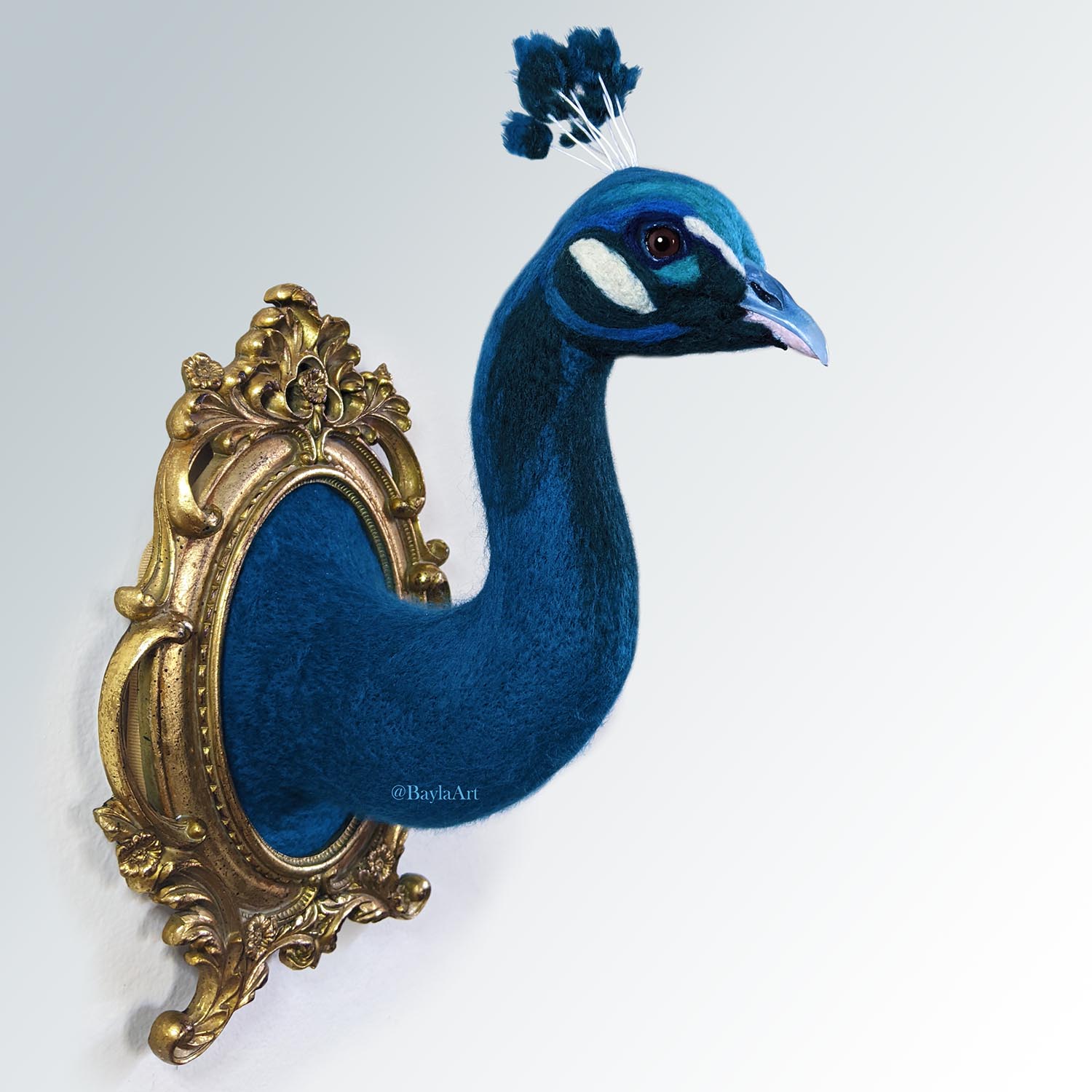 PeacockNeedle felted wool faux taxidermy7.5"x9"2021SOLD