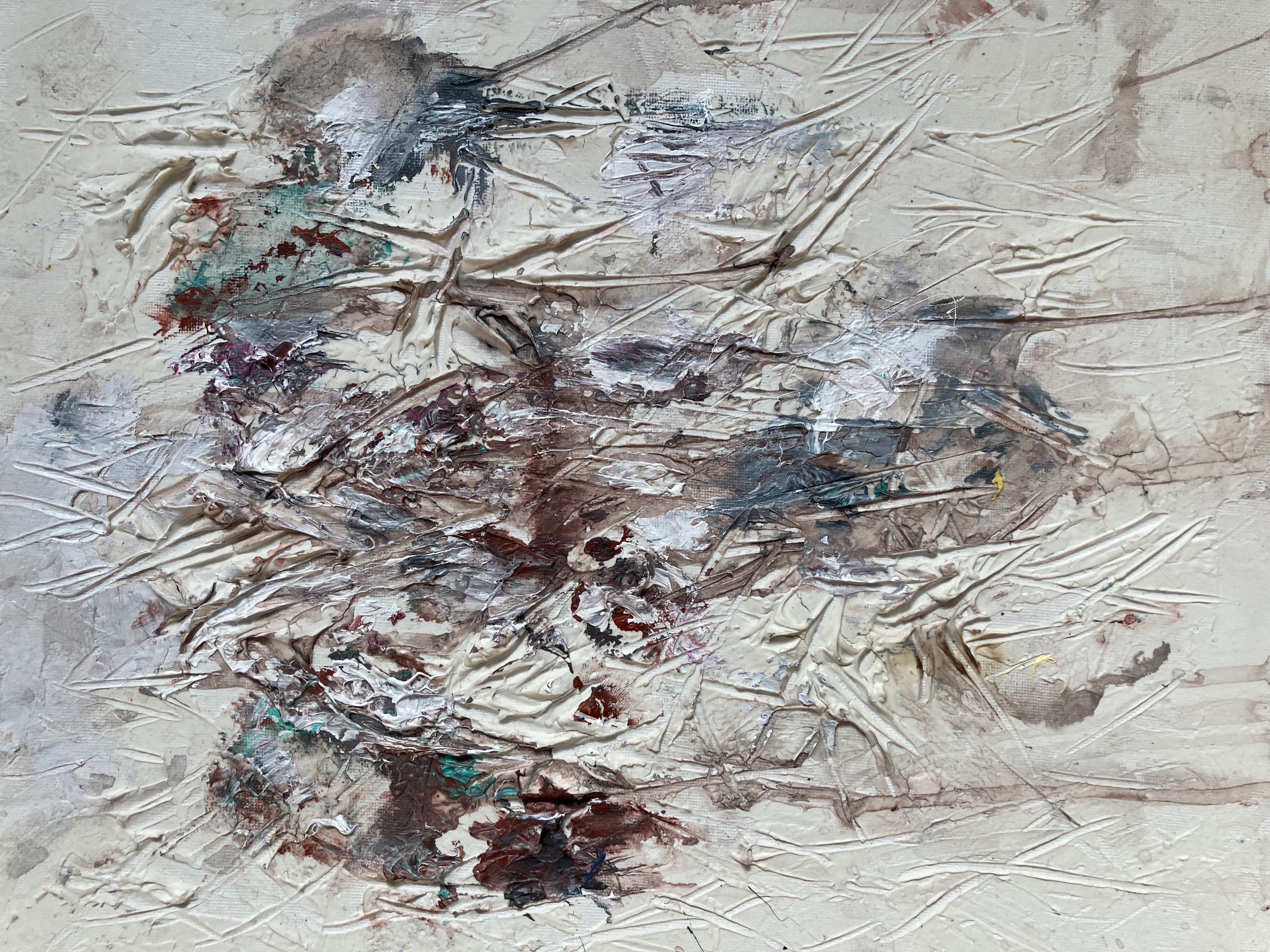 The dread is cumulative, 2022 / Acrylic and modeling paste on canvas 14x11in