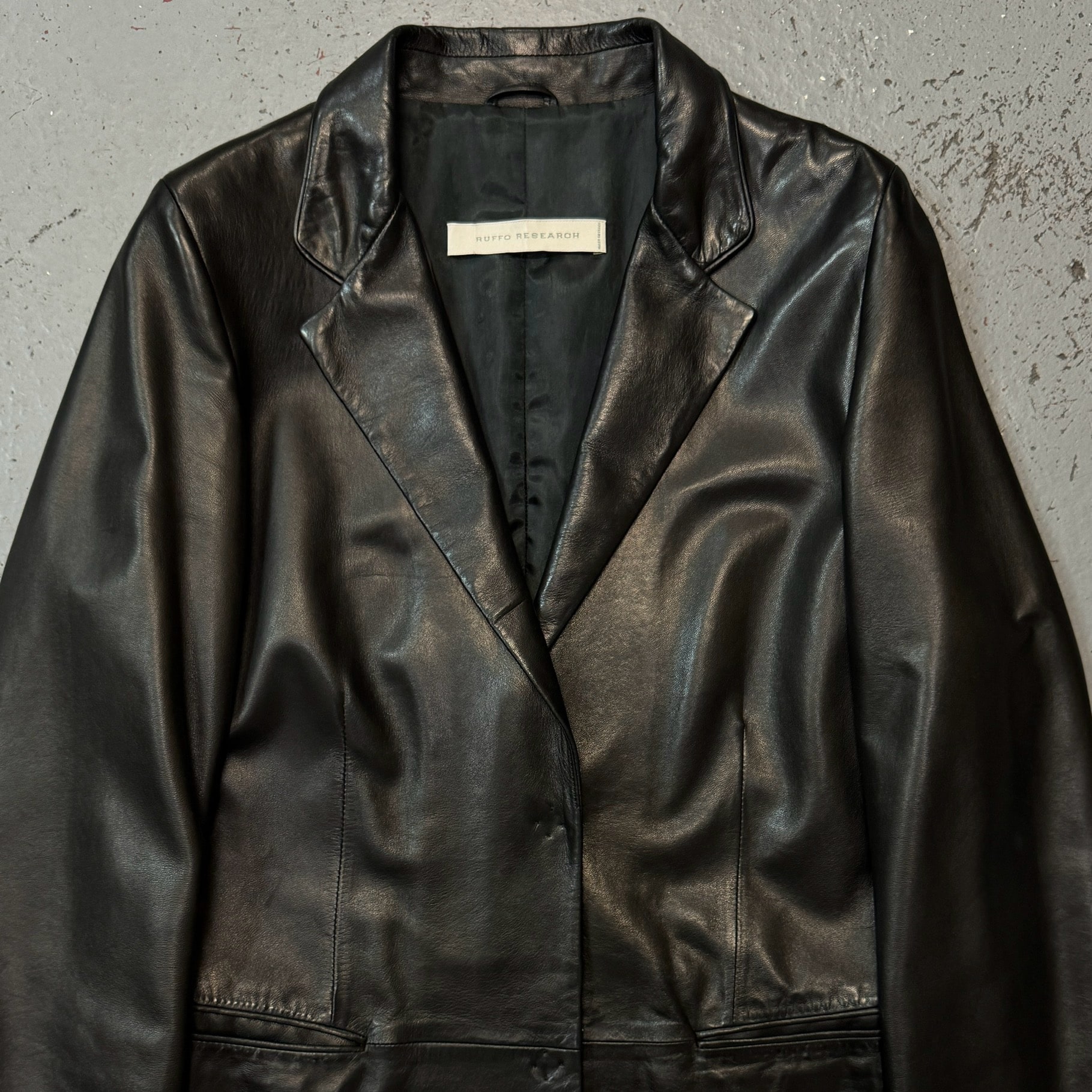 Ruffo Research X A.F. Vandevorst, A/W 2000 Black Leather Blazer - La Nausée  - fashion archive / retail shop