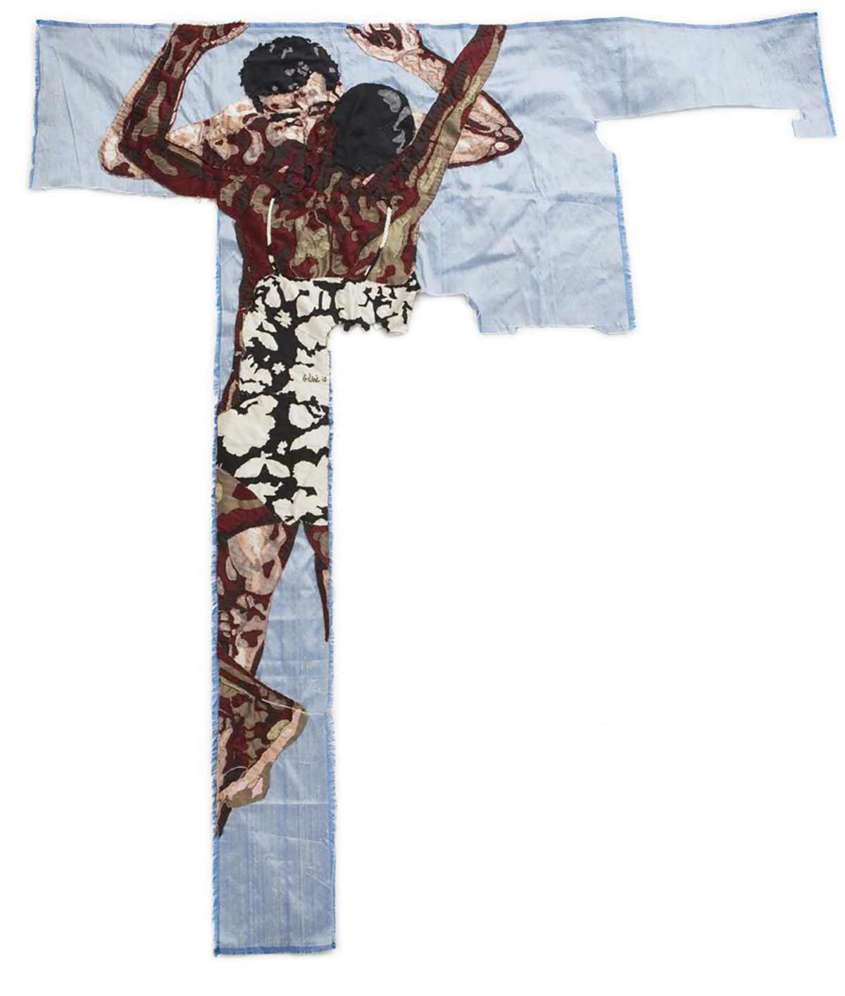 Billie Zangewa, Disarming mars (2010) |Tapestry with embroidered silk, 136 x 123 cm