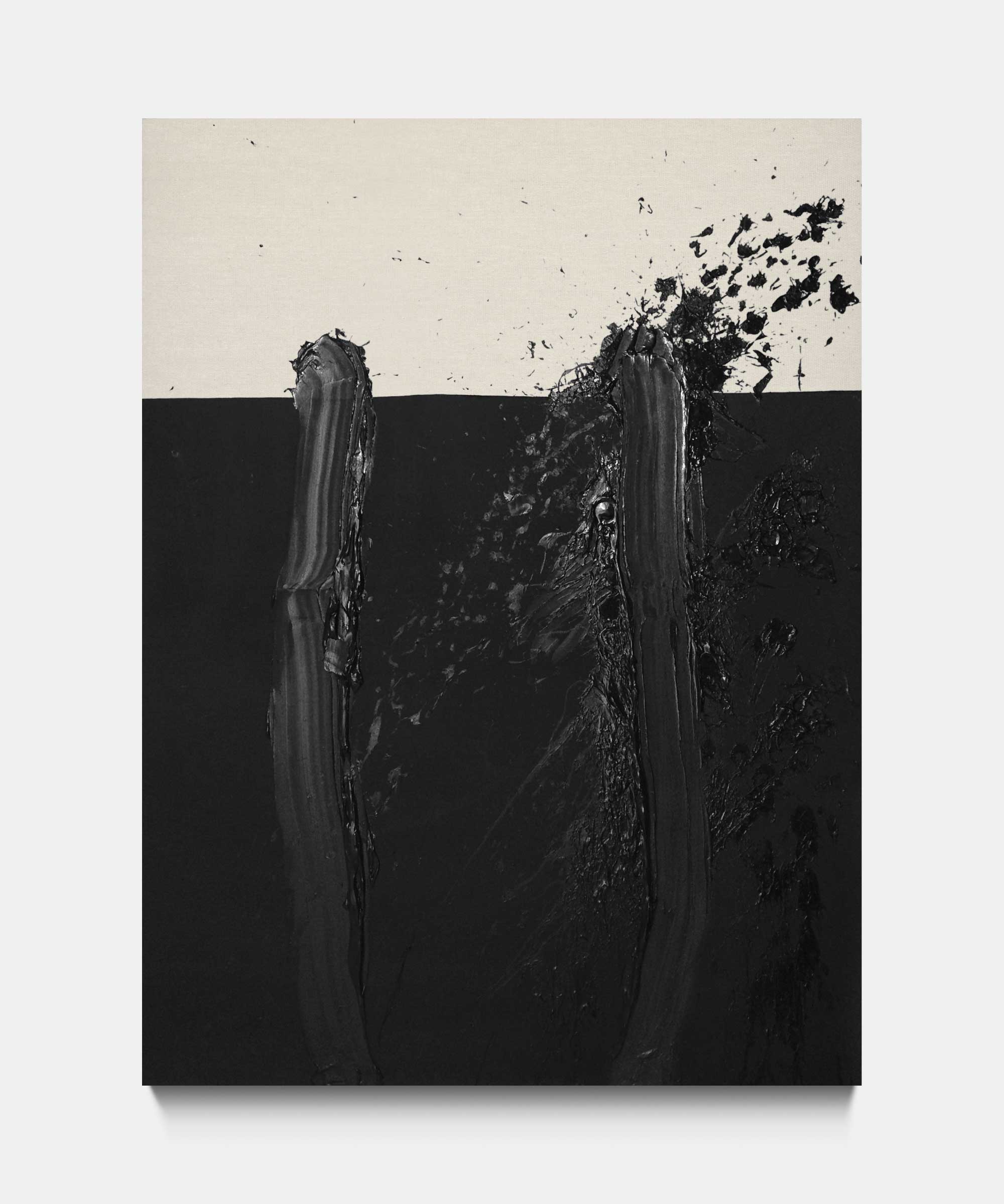 Left hand line, right hand line, 2017. Iron oxide and acrylic paint on canvas. 145&#160;×&#160;195&#160;cm.