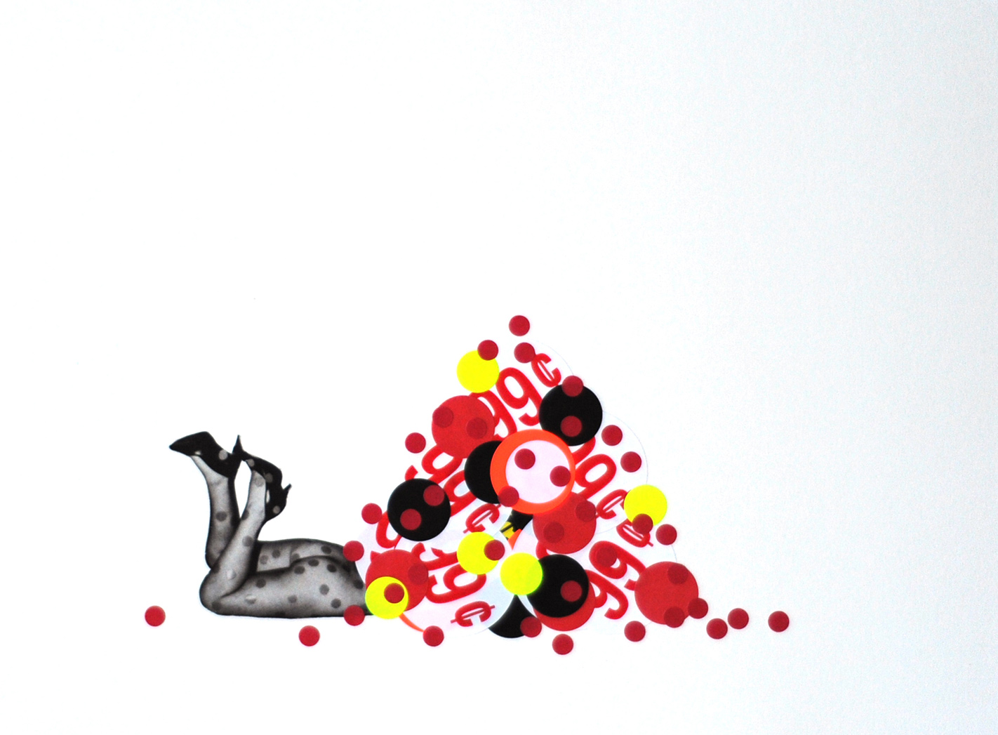 Collaboration with Yayoi Kusama, collage on paper, 9 x 12 in, 2014