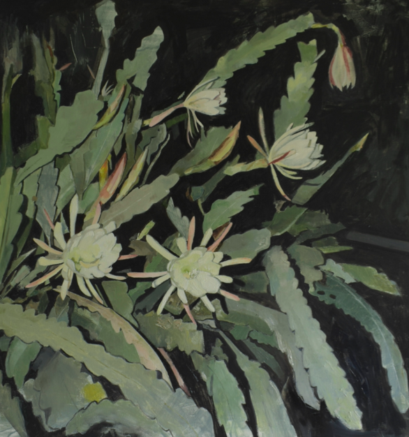 Alicia Ayanegui, Flor de una noche, 2024, acrylic and oil on canvas, 85 x 80 cm. © Alicia Ayanegui.