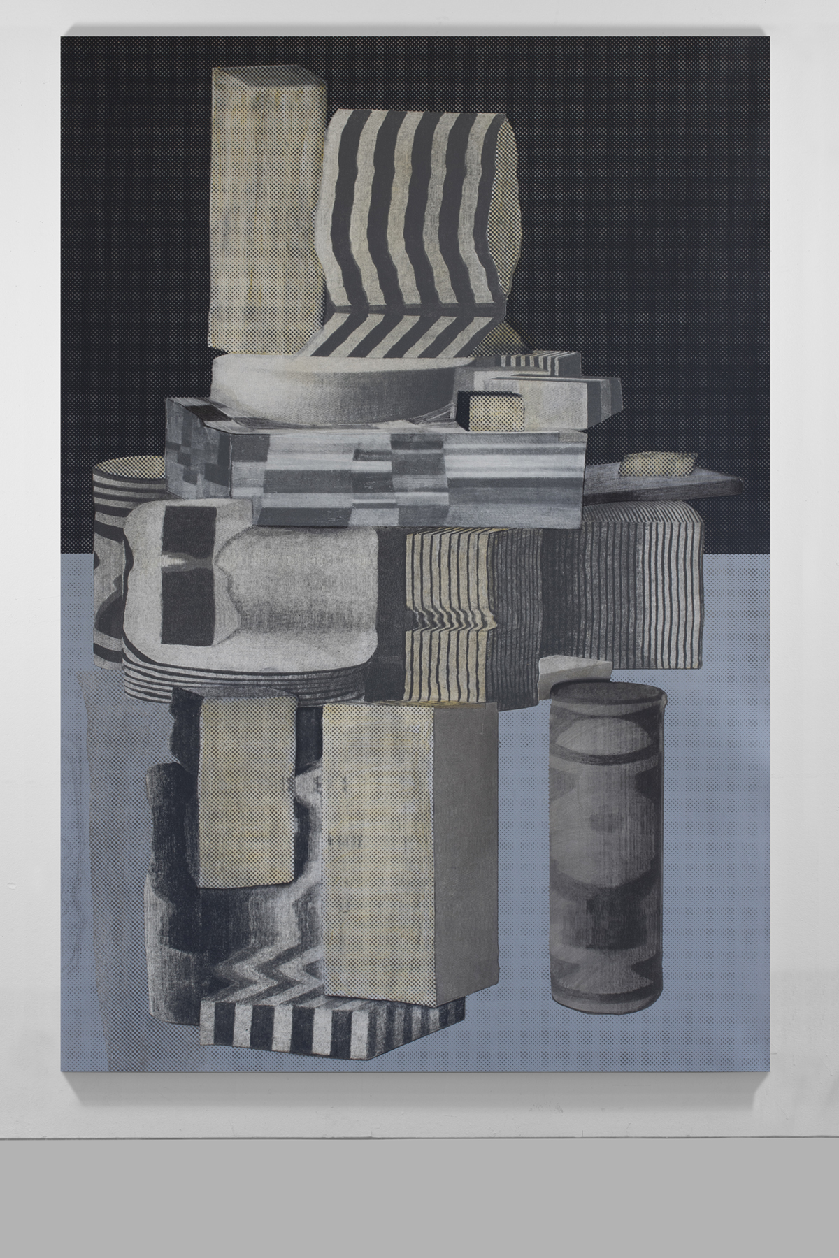 Magic Lantern, 2021, acrylic and screenprint on canvas, 72 x 48 inches