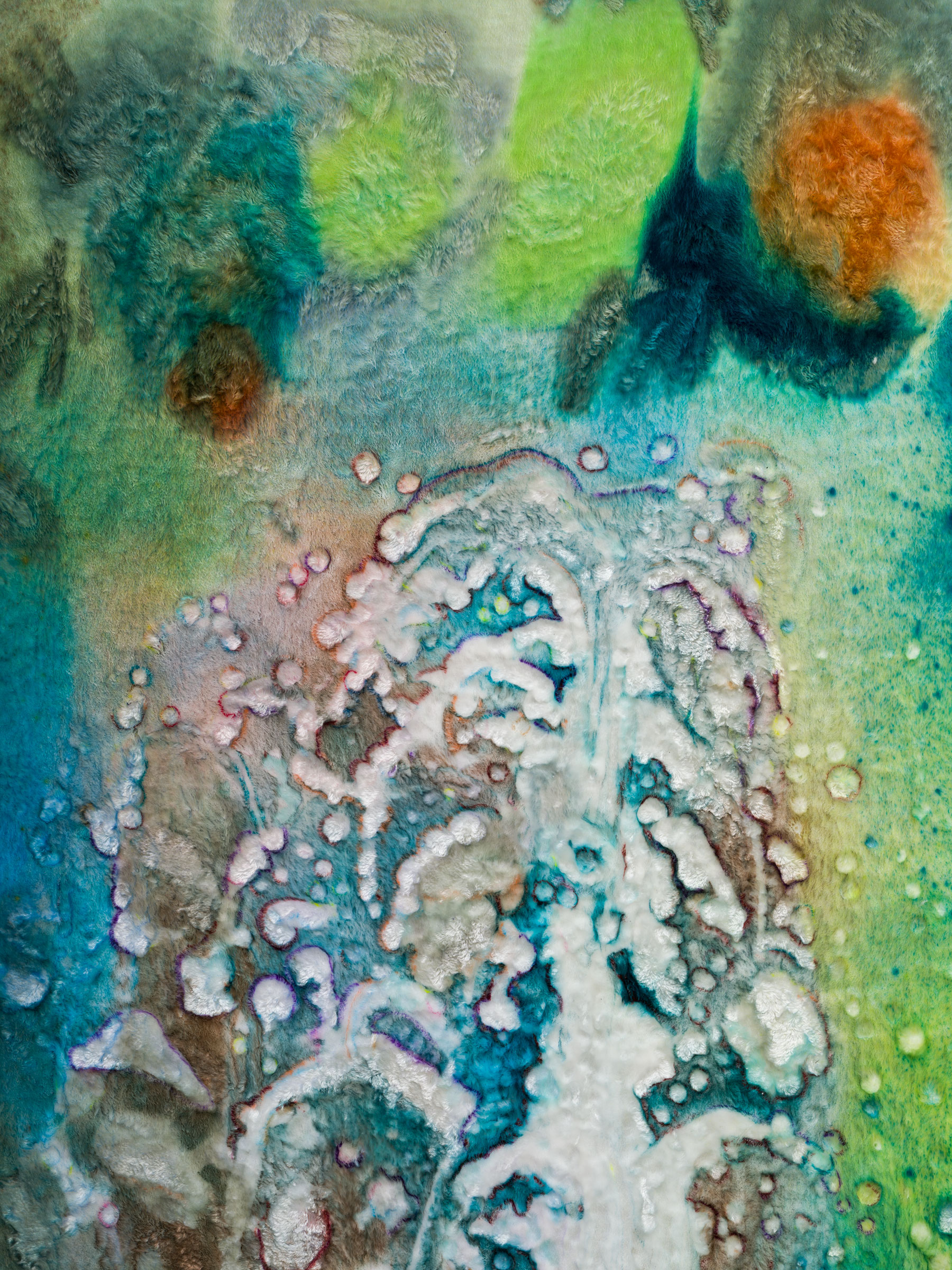 Travis Boyer Fountains / Friday, 2023 Dye on Silk Velvet Panel in Artists Frame 60 x 42 3/4 In 152.4 x 108.6 cm