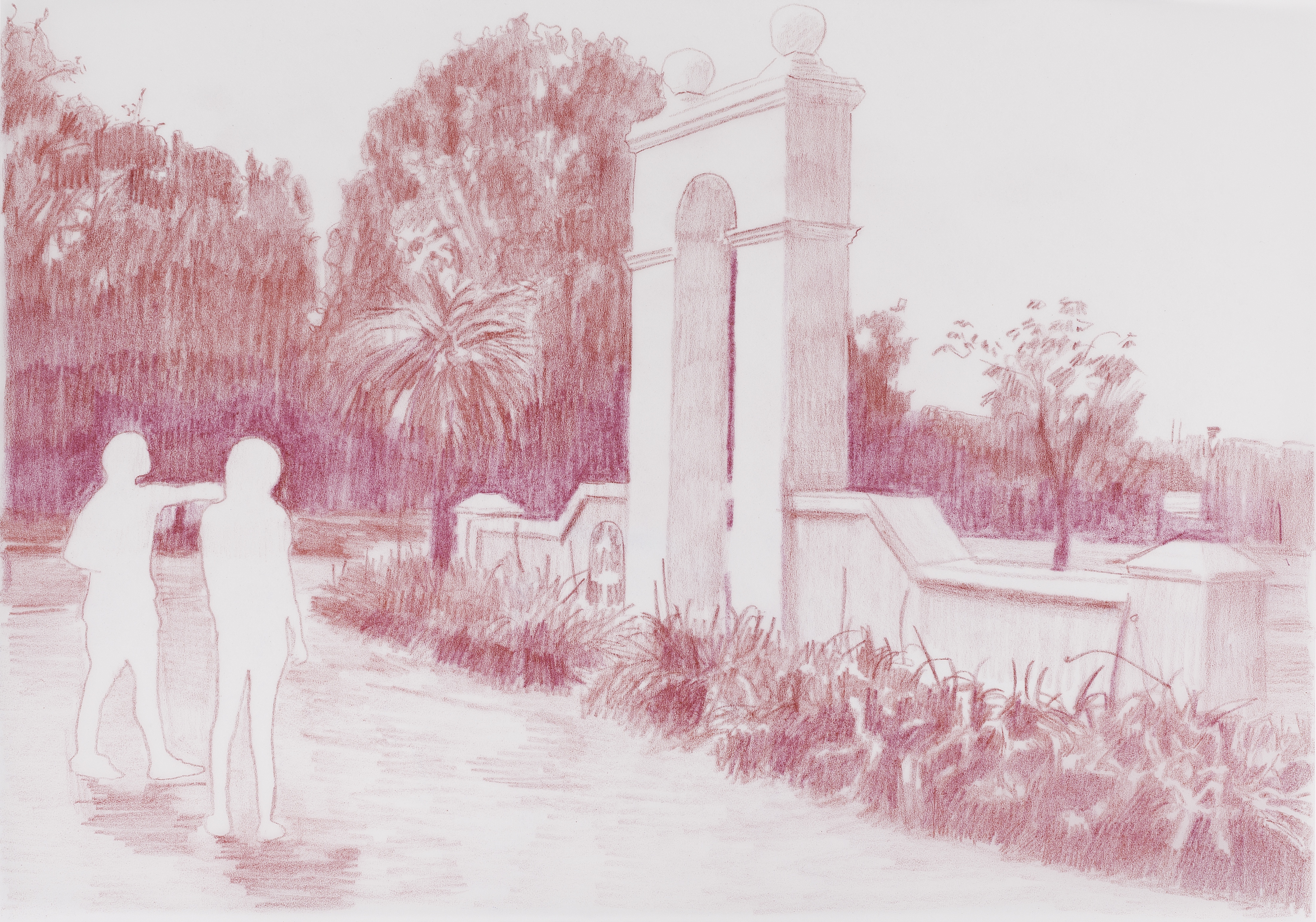 A Bell in pink, 2020. Crayon on tracing paper,