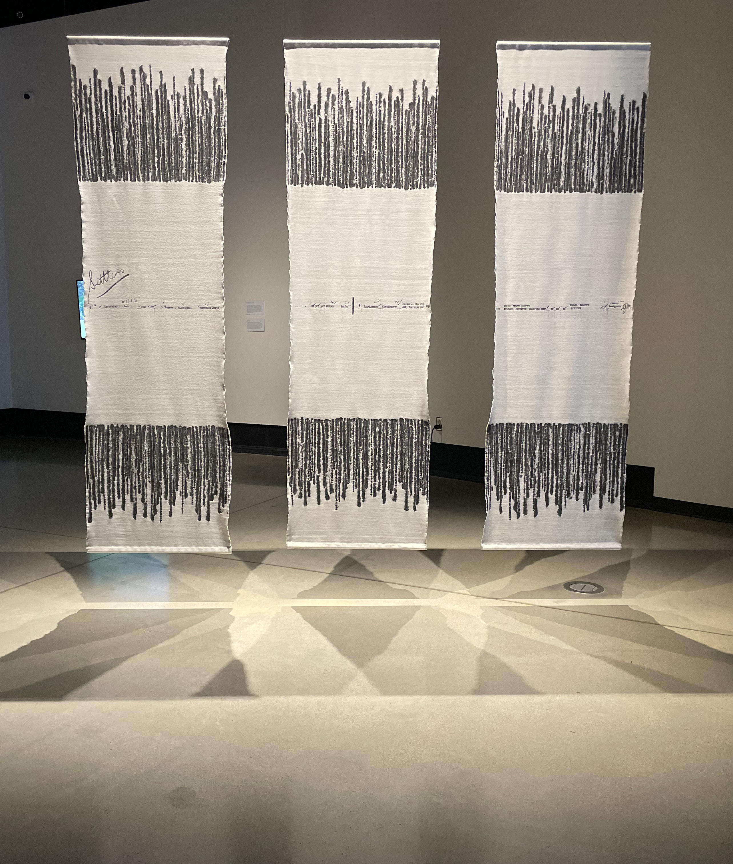 "(through)line(age) 1779-1926-2013" (96" x 28" each panel)Photo credit: Rachel Topham Photography