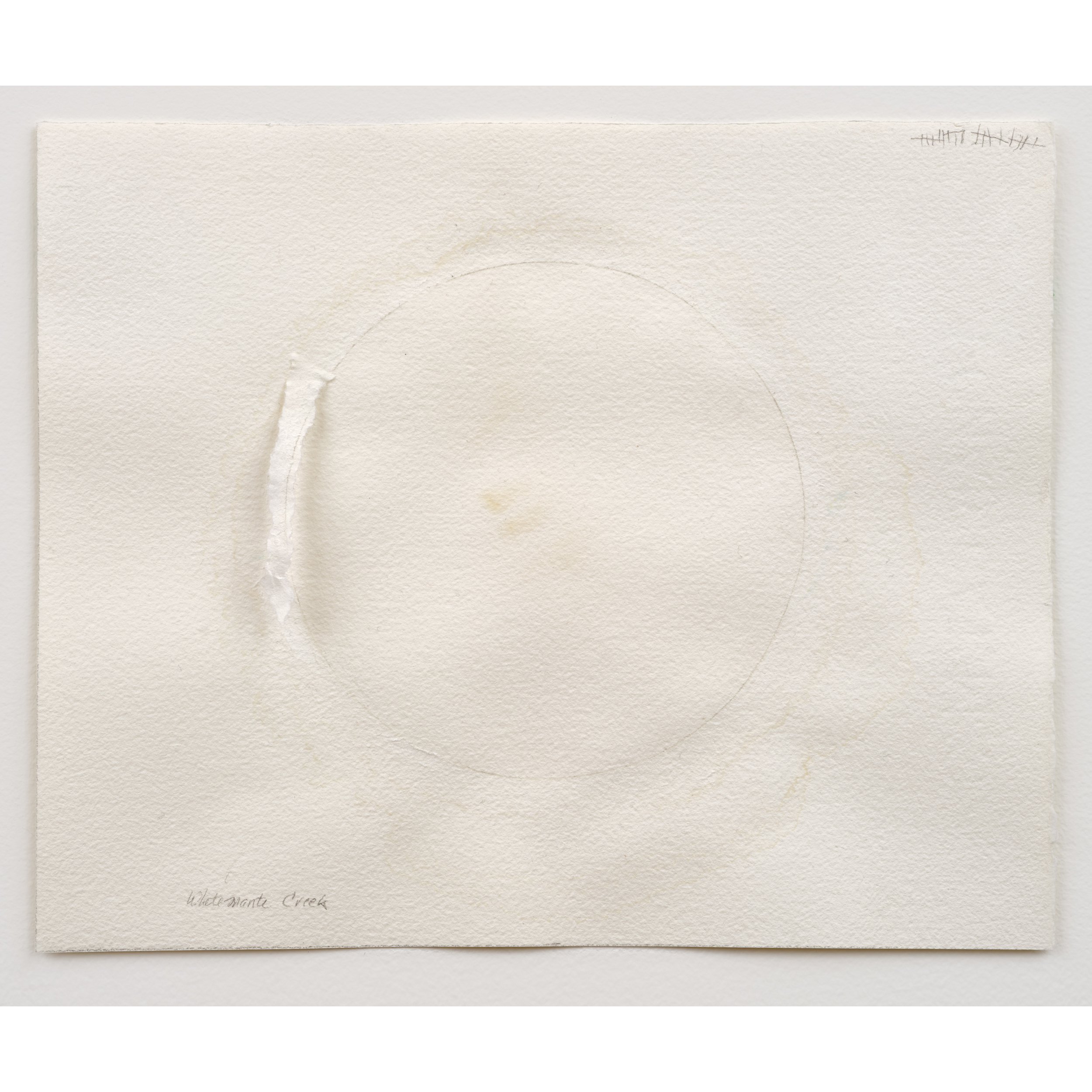 Judith Williams, Whitemantle Creek, 2010. 25 x 30 cm / 9 3/4 x 11 3/4 in. Glacier creek water on paper (20 layers). Collected by Randy Kelloran by helicopter.