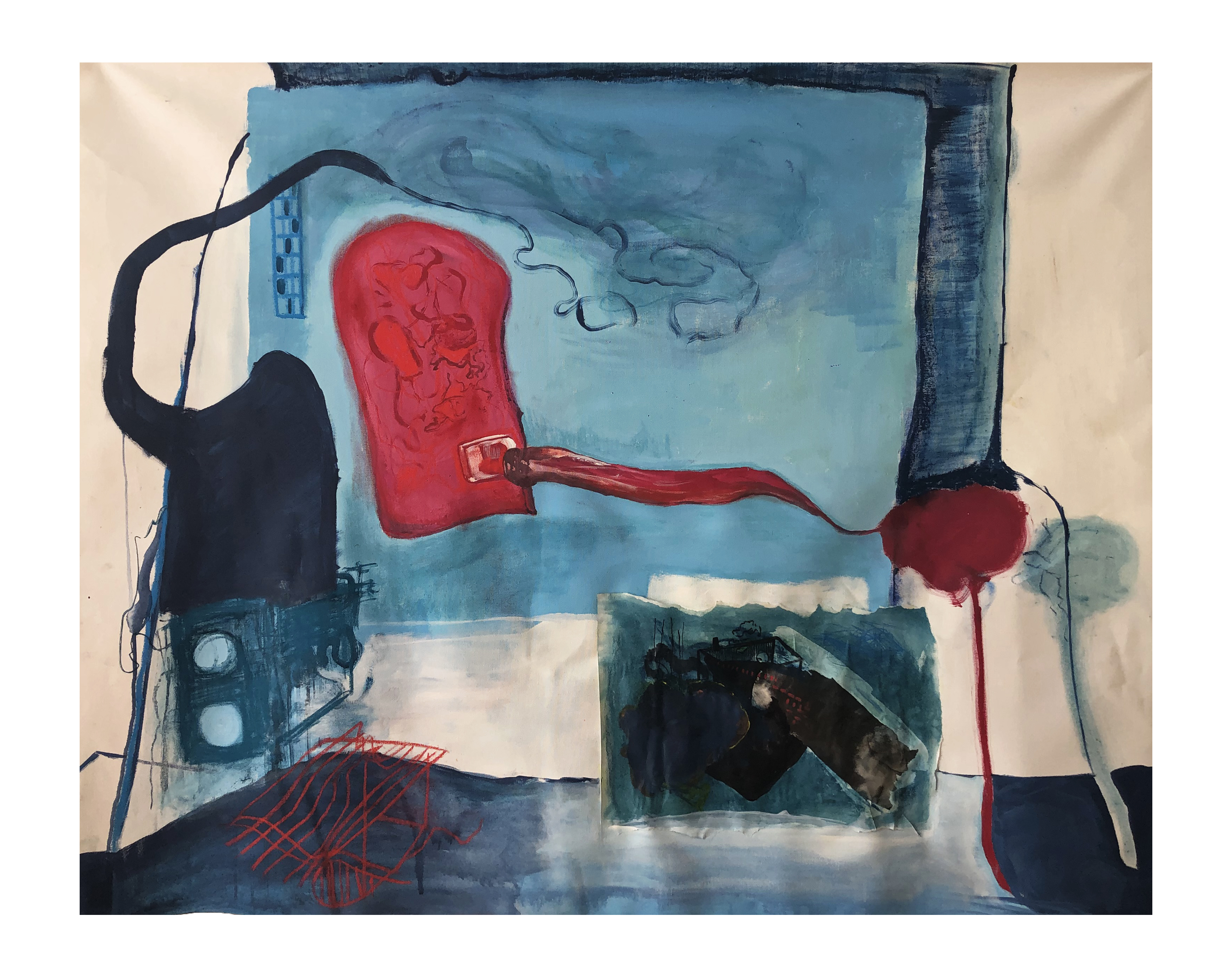 Lock without a keyhole, 104x124cm, Mixed media on canvas, 2020