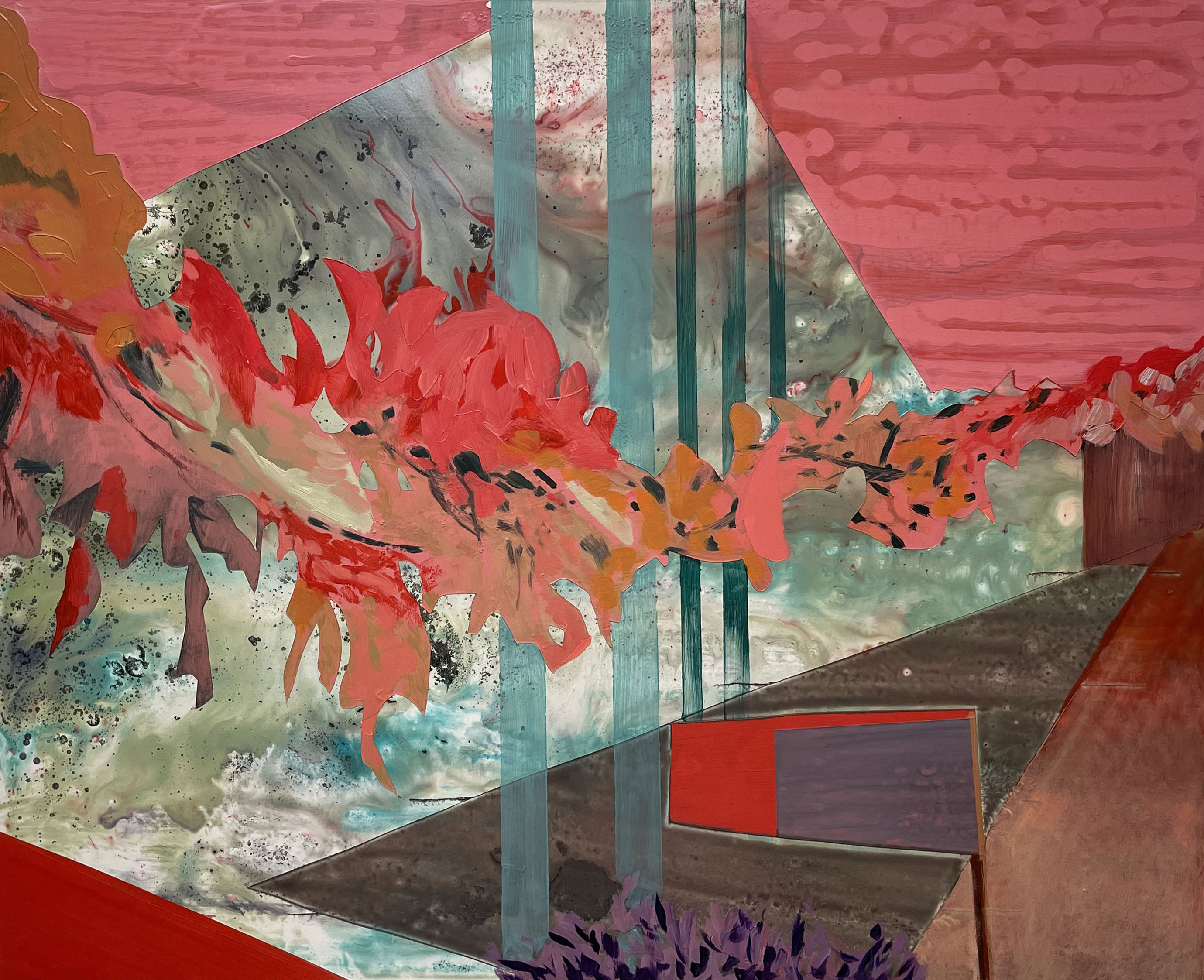 City Heights, acrylic and oil on panel 16”x20” 2022