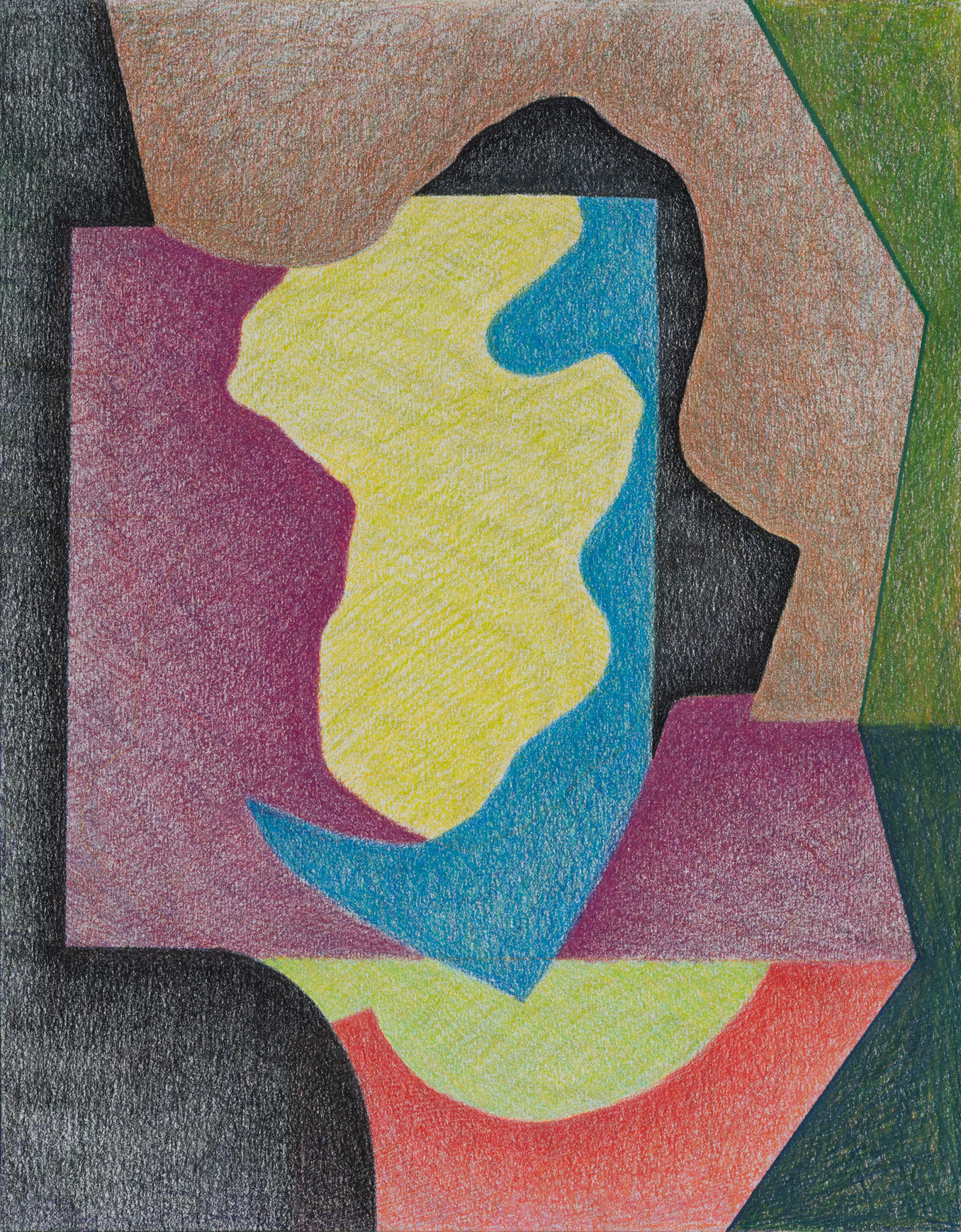 Zygote, 2021, colored pencil and graphite on paper, 14 × 11".