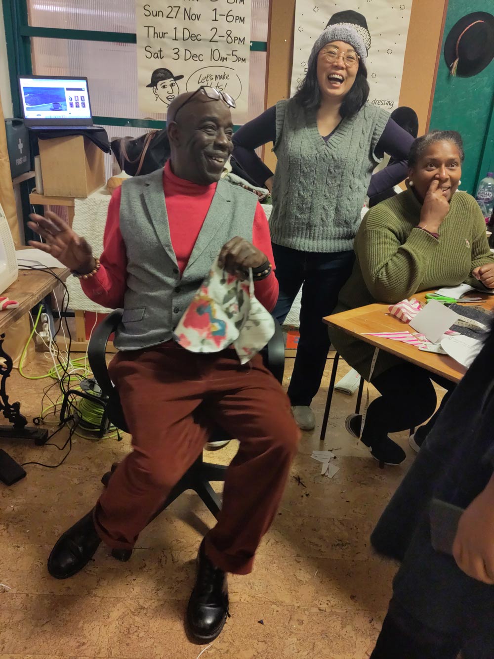 Special guest hat maker Alva Clifford Wilson giving a master class on berets, during The Hat Makers project, 2022