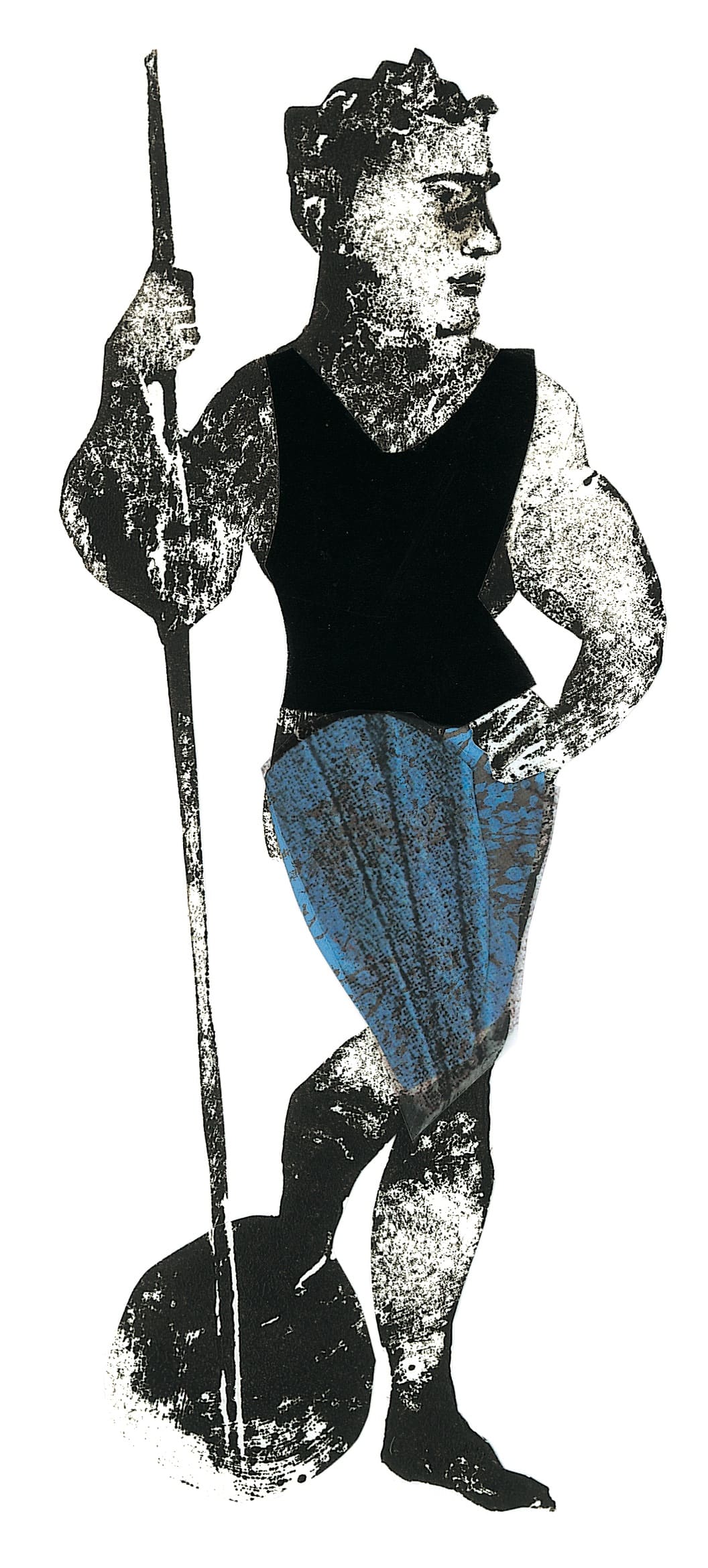 Among the PhaiacsLinocut, printed with oil paint, collage elementsSerie: Odysseus' Odyssey and homecoming/Text: Franz FühmannPublisher: Hinstorff Verlag, Rostock, 2011