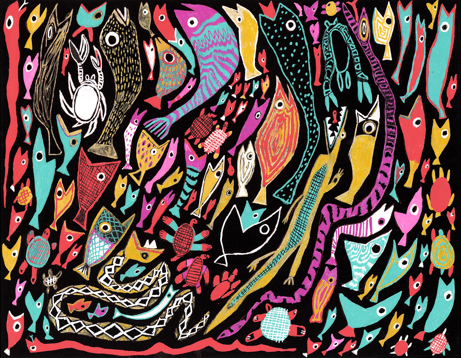 “Individuals,” 2018, ink and colored pencil on paper, 8 ¹⁄₂" x 11” 