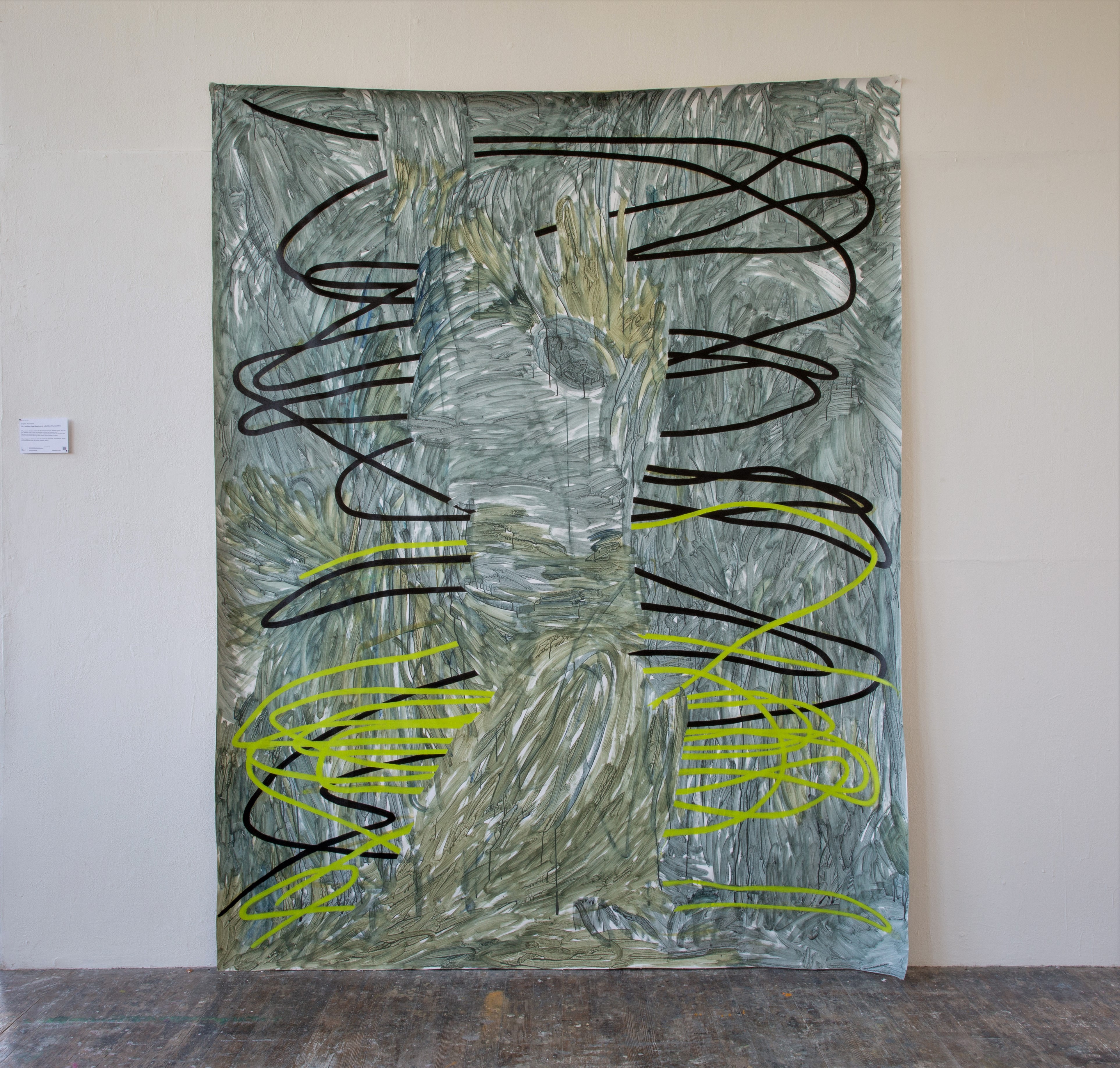 "How to stop being a human" (2021), oil and acrylic on canvas, 270x 210cm