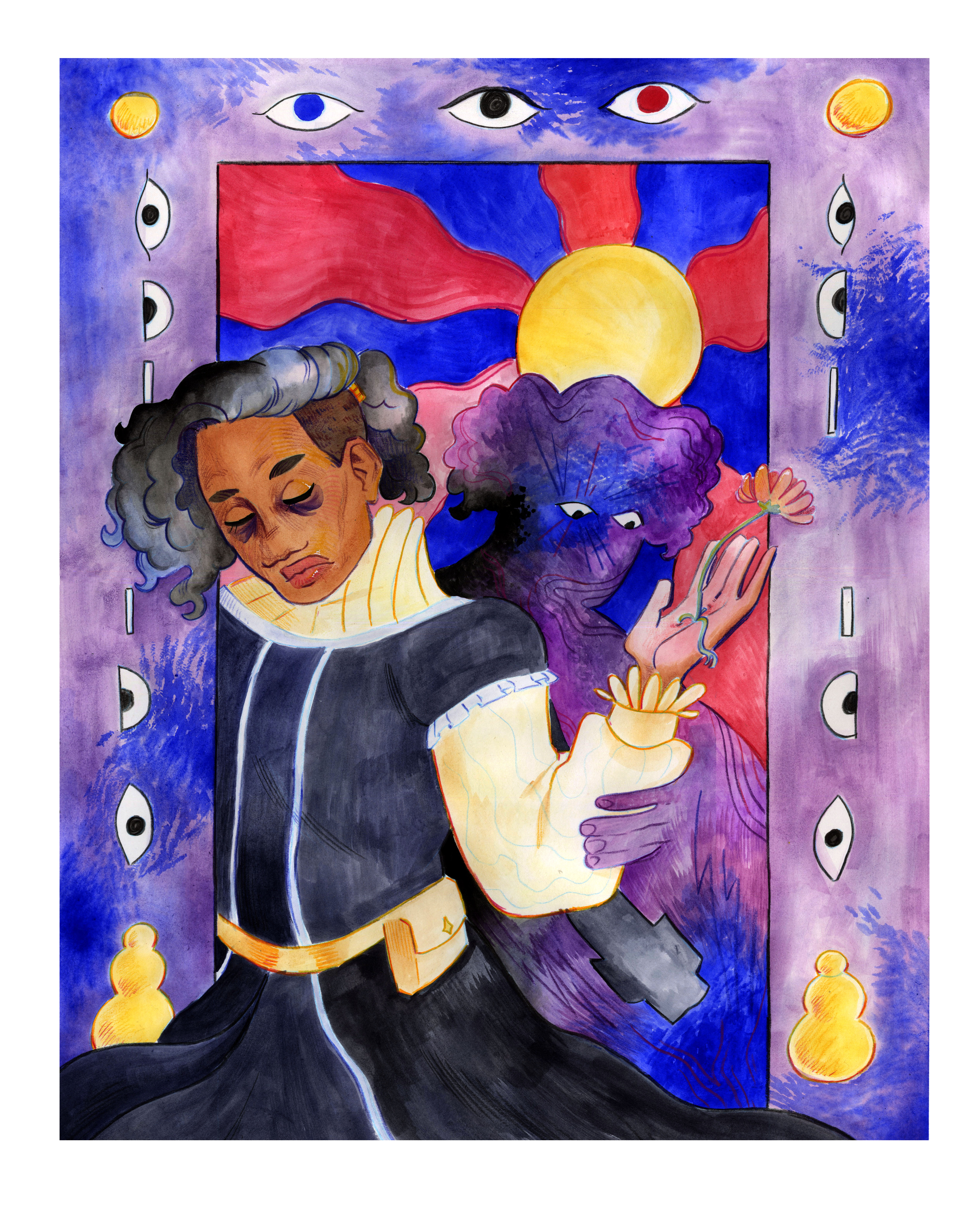 ViMeer, Premier Wizard of the House of UnwakingWatercolor and Colored Pencil, 21x17 inches, 2023