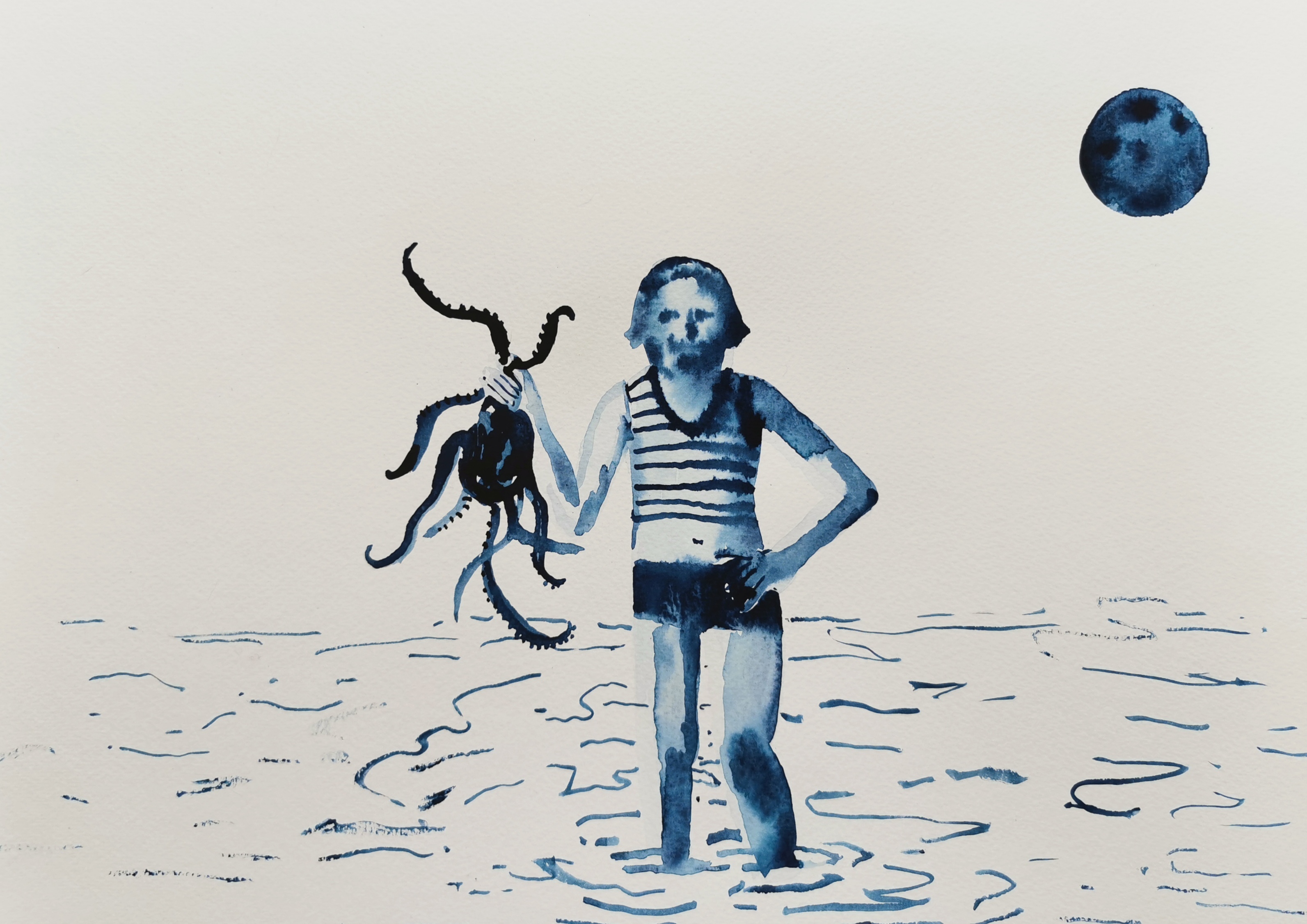 Nanontopus, watercolor on paper, A3, 2022