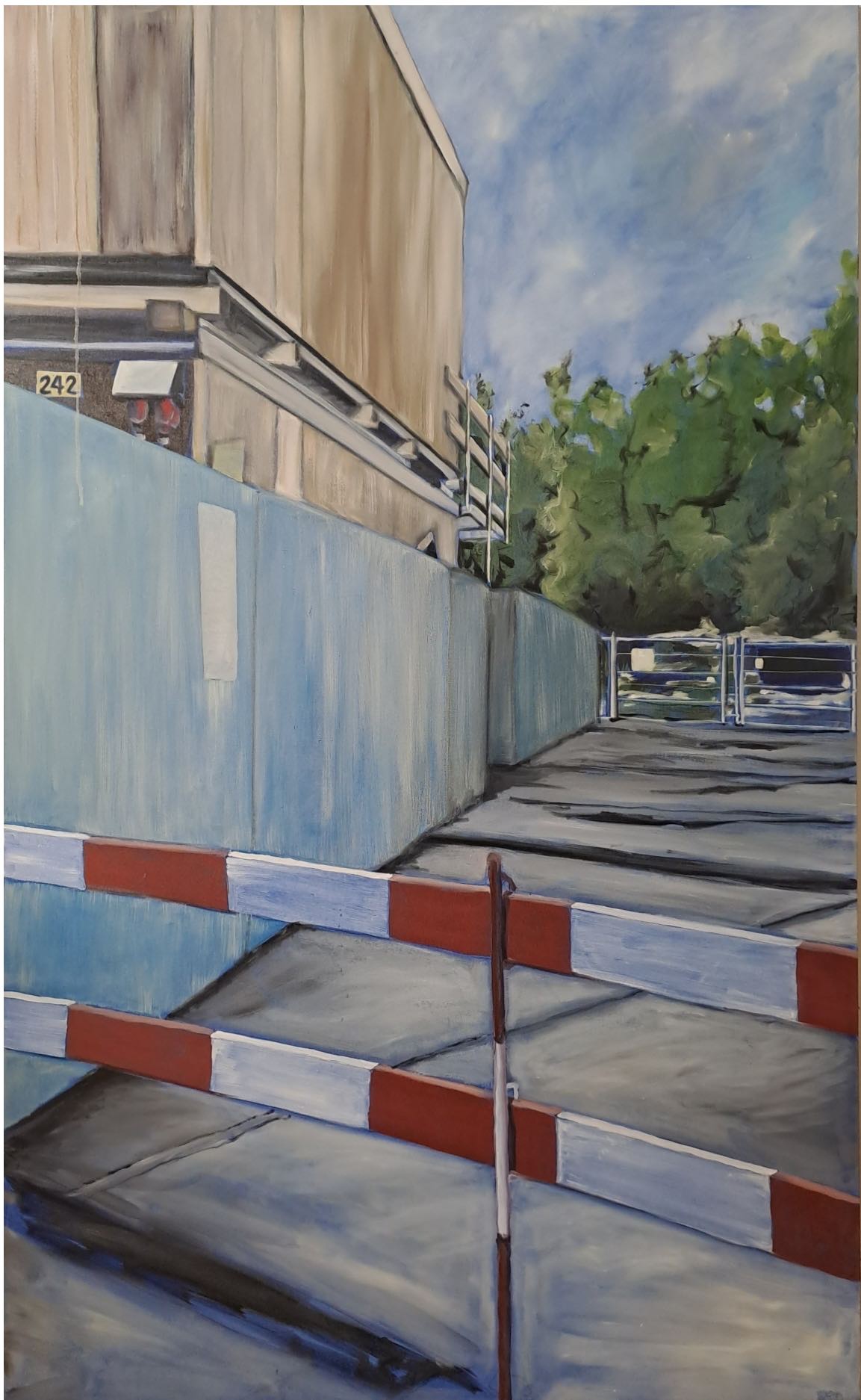 2023, Ecke Gerichtsstrasse-Berchtoldstrasse, Uster, 110 x 180cm, Öl auf Leinwand