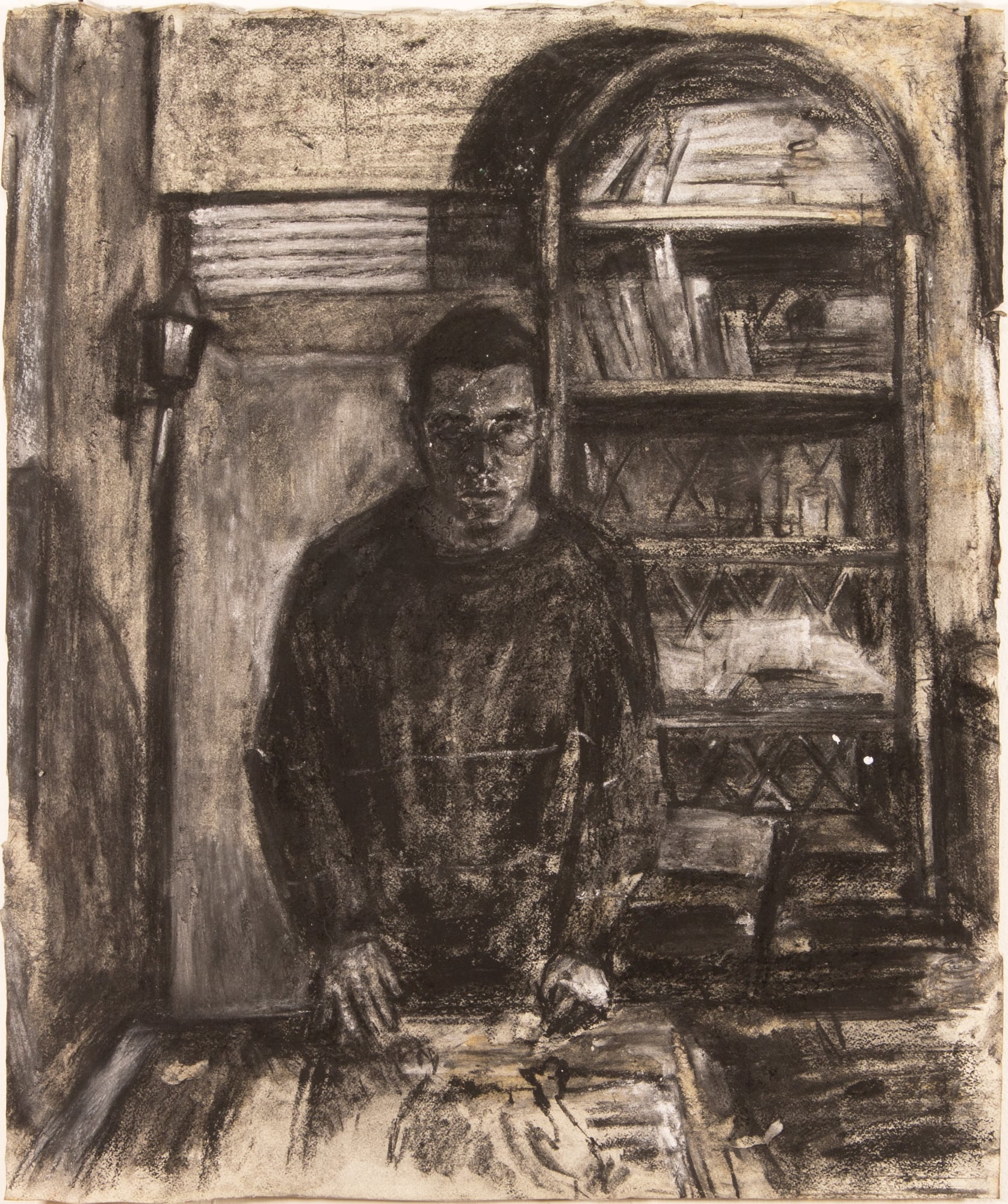 Untitled, 2018  charcoal and chalk on paper, 63 x 53 cm  