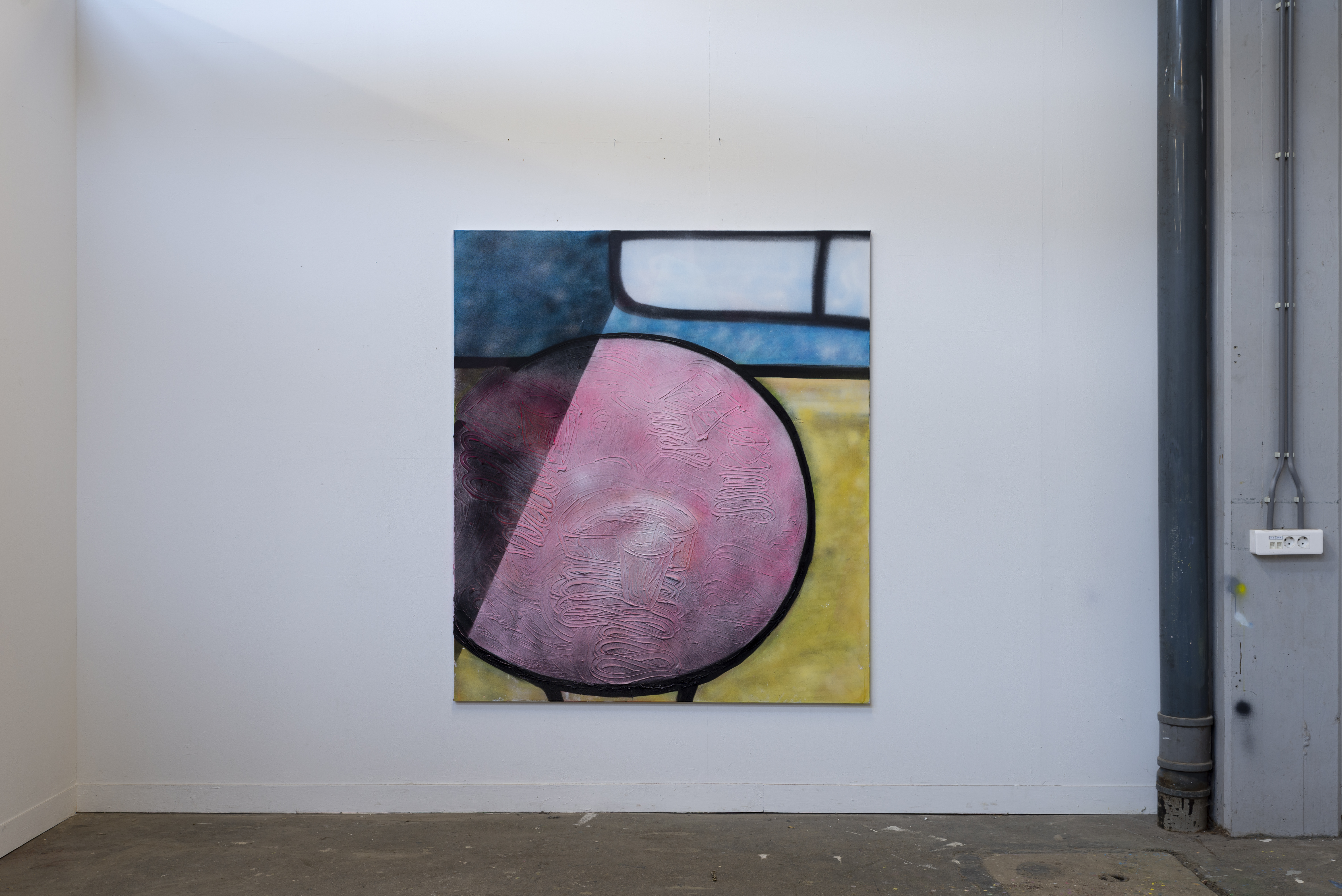 Watching mountains in Zurich // 150 x 170 cm // Acrylic, plaster and spray paint on canvas