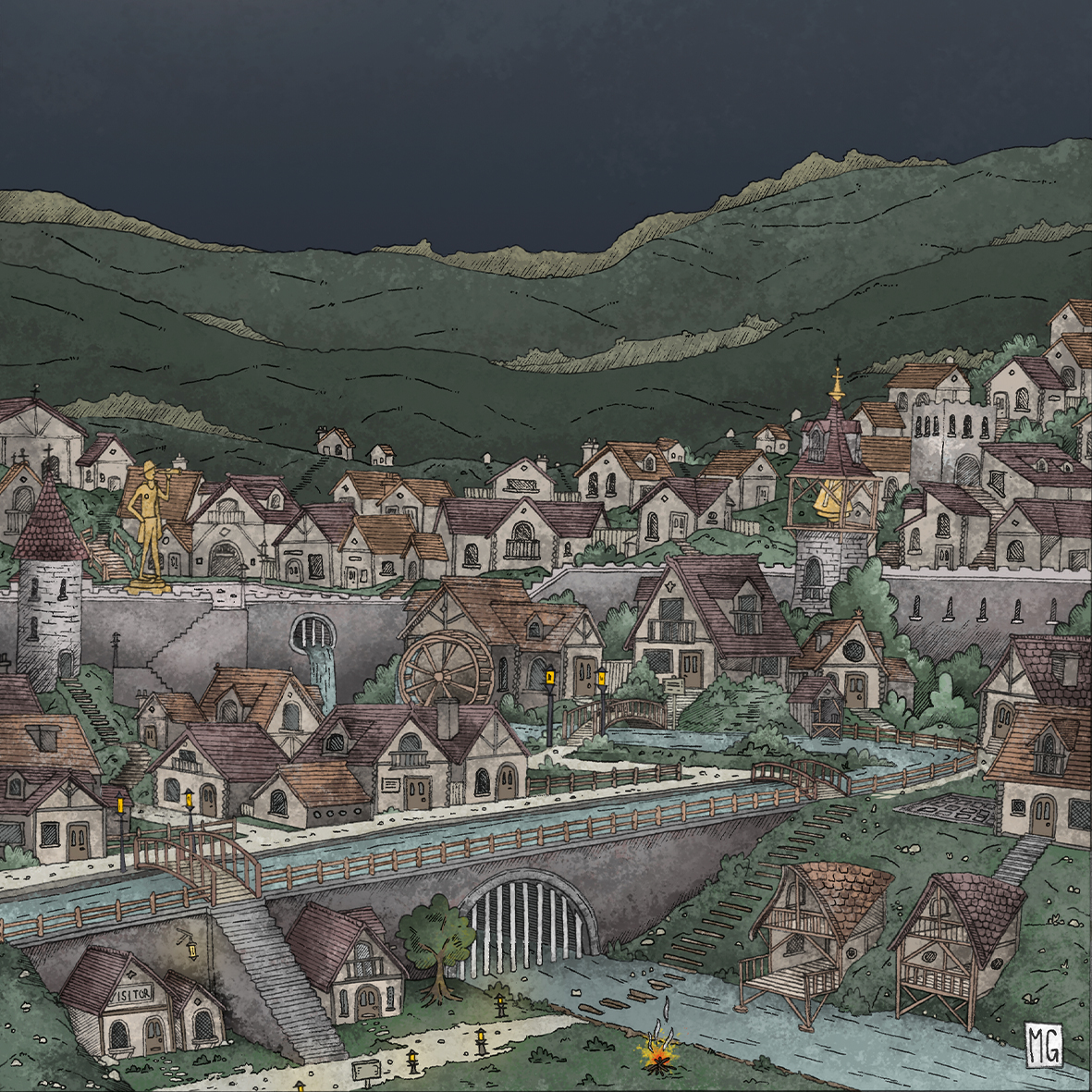 Moonlit Village