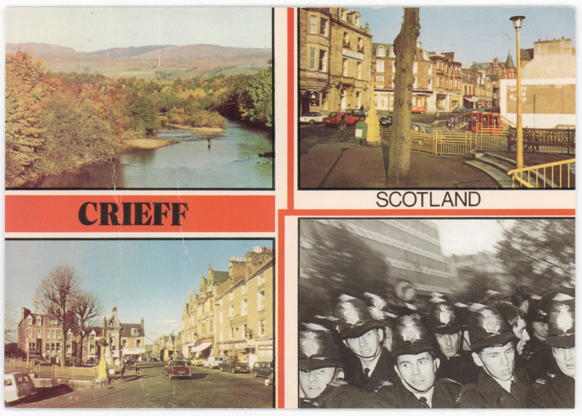 Crieff Scotland, 2017, collage on postcard, 14 x 9 cm