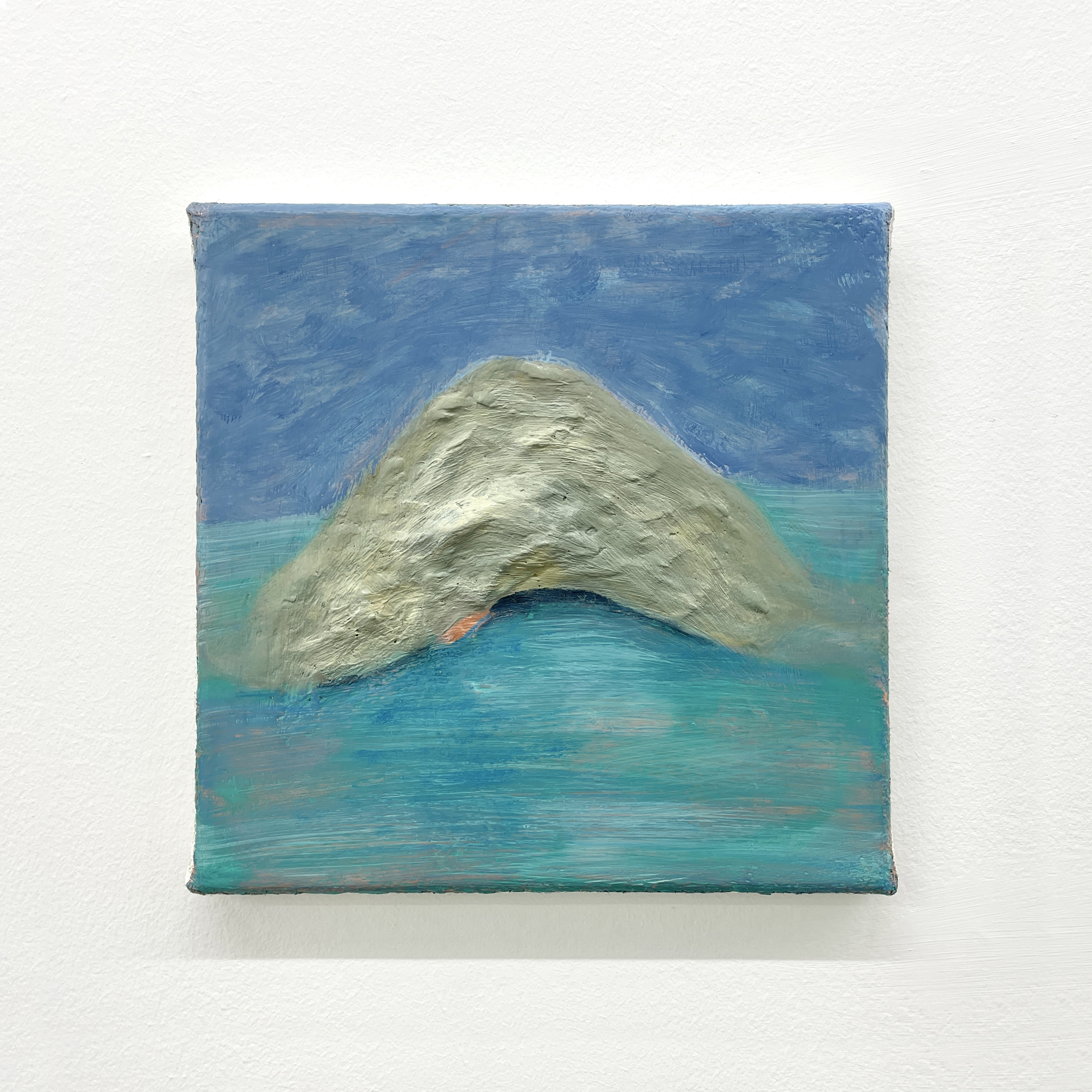 Copper Landscape Series: Under the Ground, Over the Sea, No.5, 2022, 30x30cms, copper leaf, oil, papier mâché, and gesso on jute
