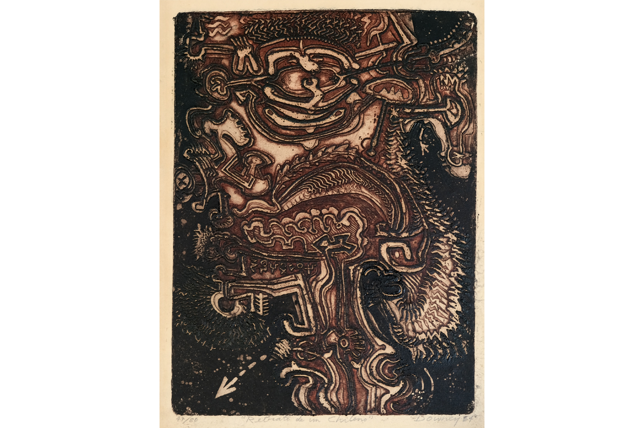 Juan DowneyRetrato de un chileno, 1964Aguafuerte viscoso Hayter sobre papel Arches48 x 34.5 cm